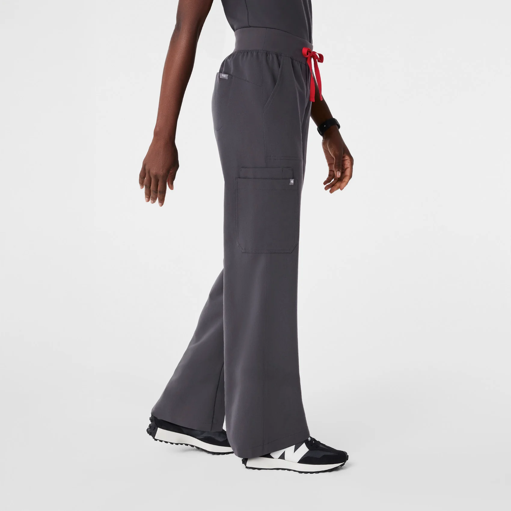 women's Charcoal High Waisted Isabel Wide Leg - Tall Scrub Pant - Image 3