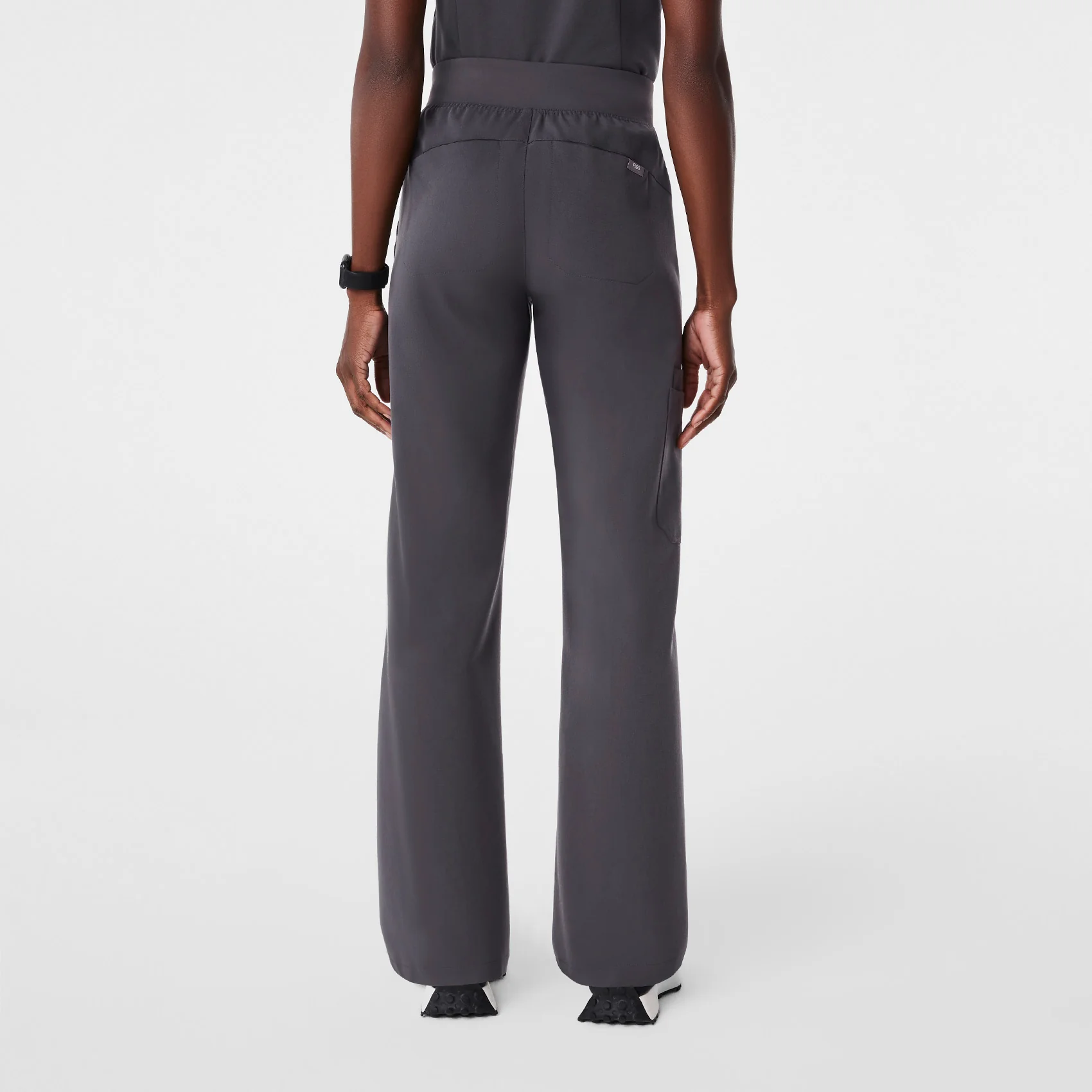 women's Charcoal High Waisted Isabel Wide Leg - Tall Scrub Pant - Image 4