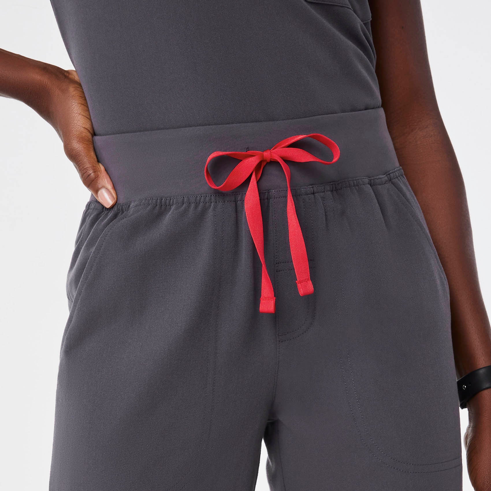 women's Charcoal High Waisted Isabel Wide Leg - Tall Scrub Pant - Image 5