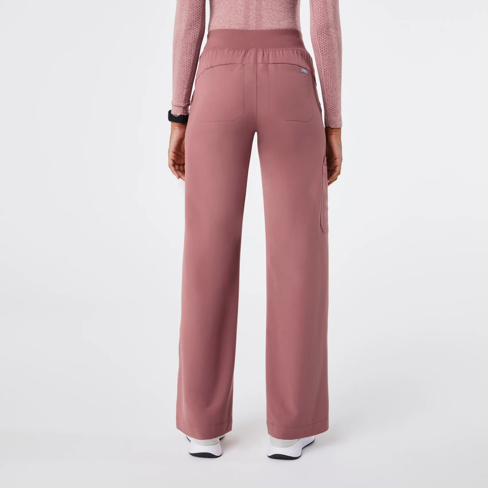 women's Mauve High Waisted Isabel Wide Leg - Tall Scrub Pant - Image 4