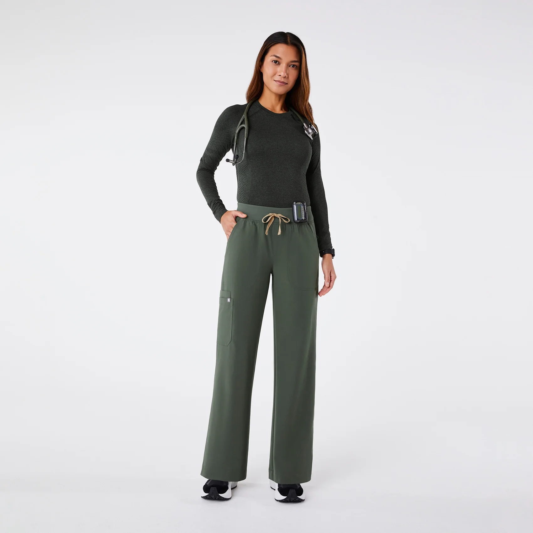 women's Moss High Waisted Isabel Wide Leg - Tall Scrub Pant - Image 2