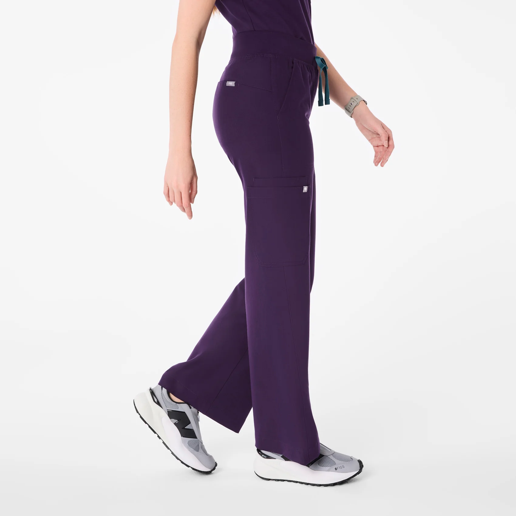 women's Purple Jam High Waisted Isabel Wide Leg - Tall Scrub Pant - Image 3