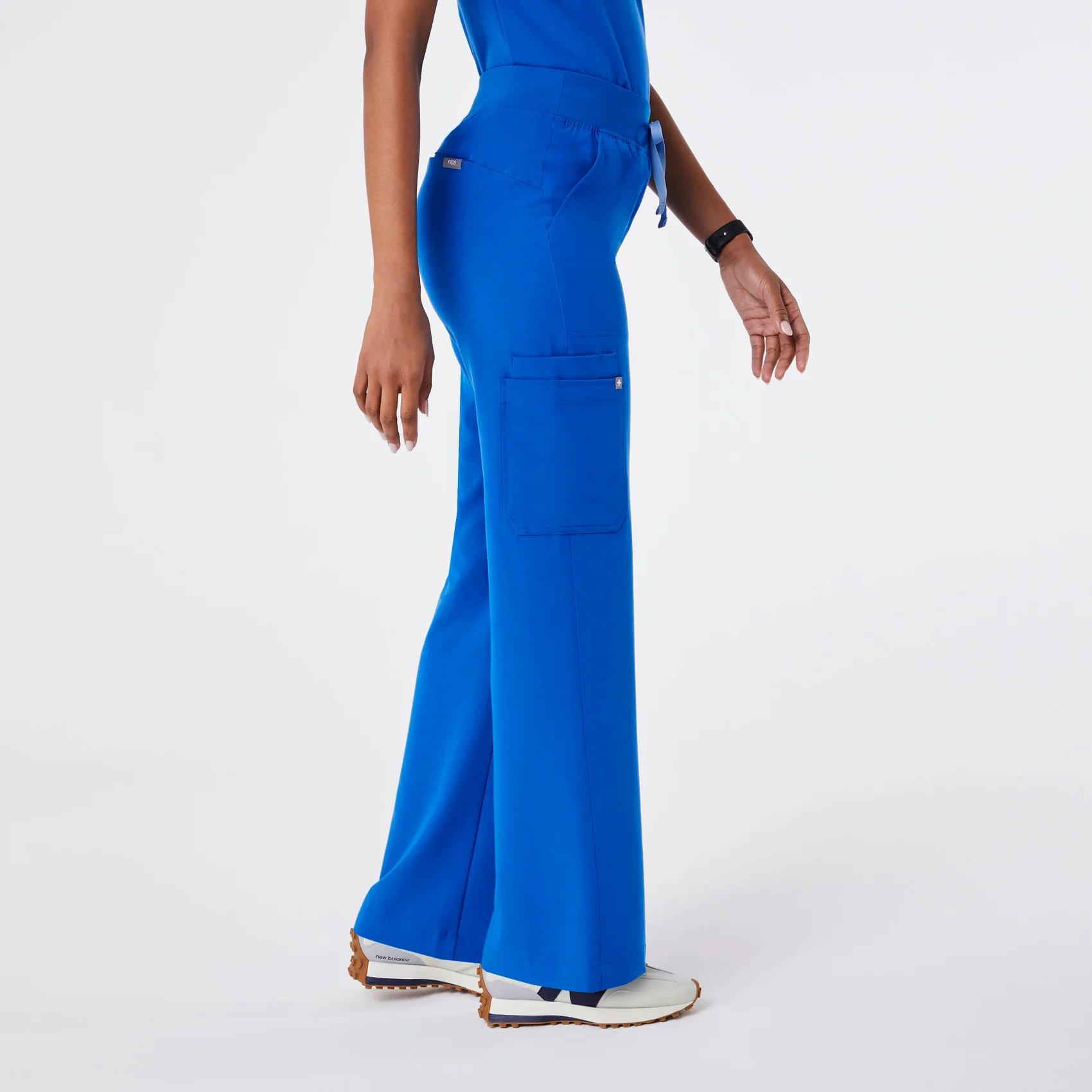 women's Royal Blue High Waisted Isabel Wide Leg - Tall Scrub Pant - Image 3