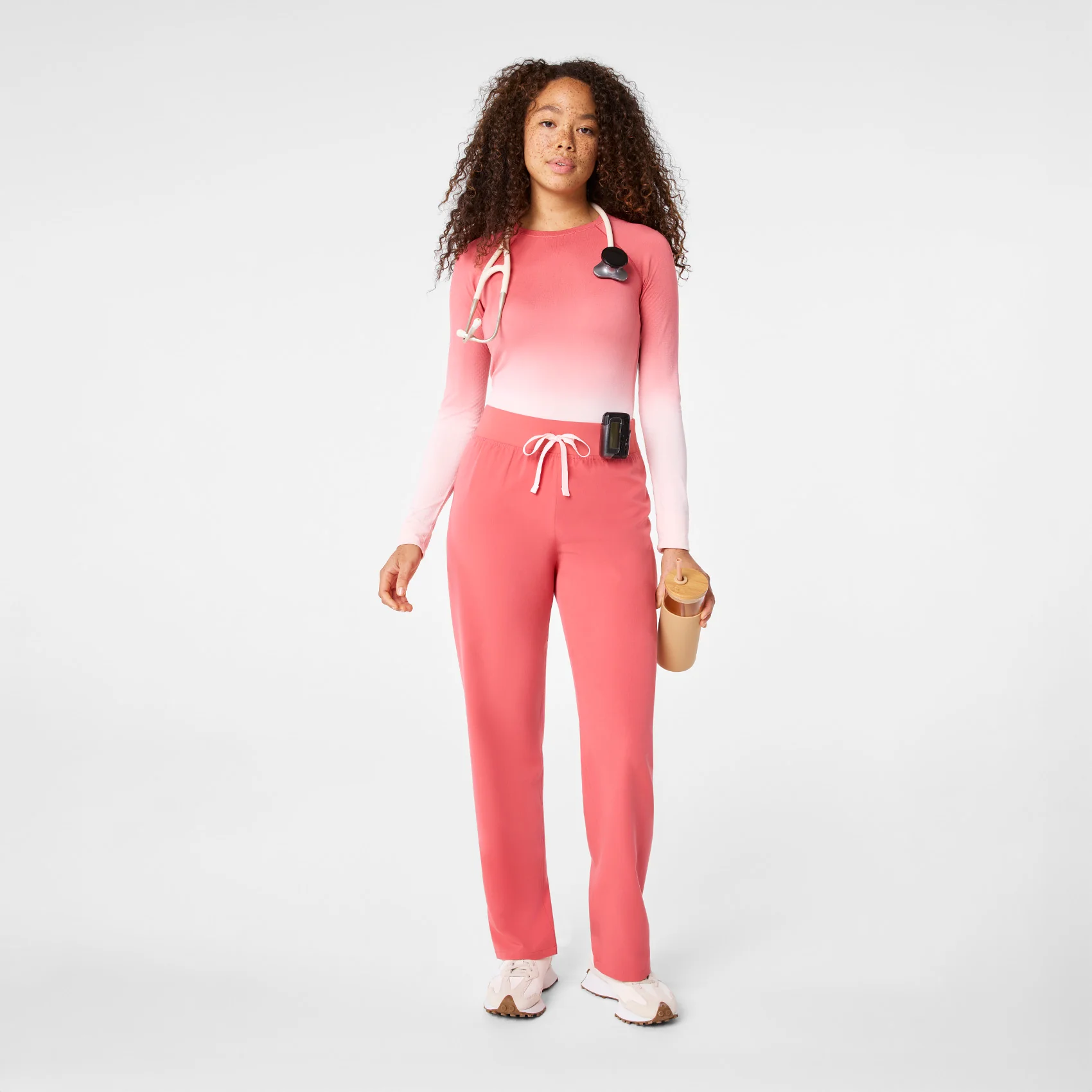 women's Pulmonary Pink High Waisted Livingston - Basic Scrub Pant™ - Image 2