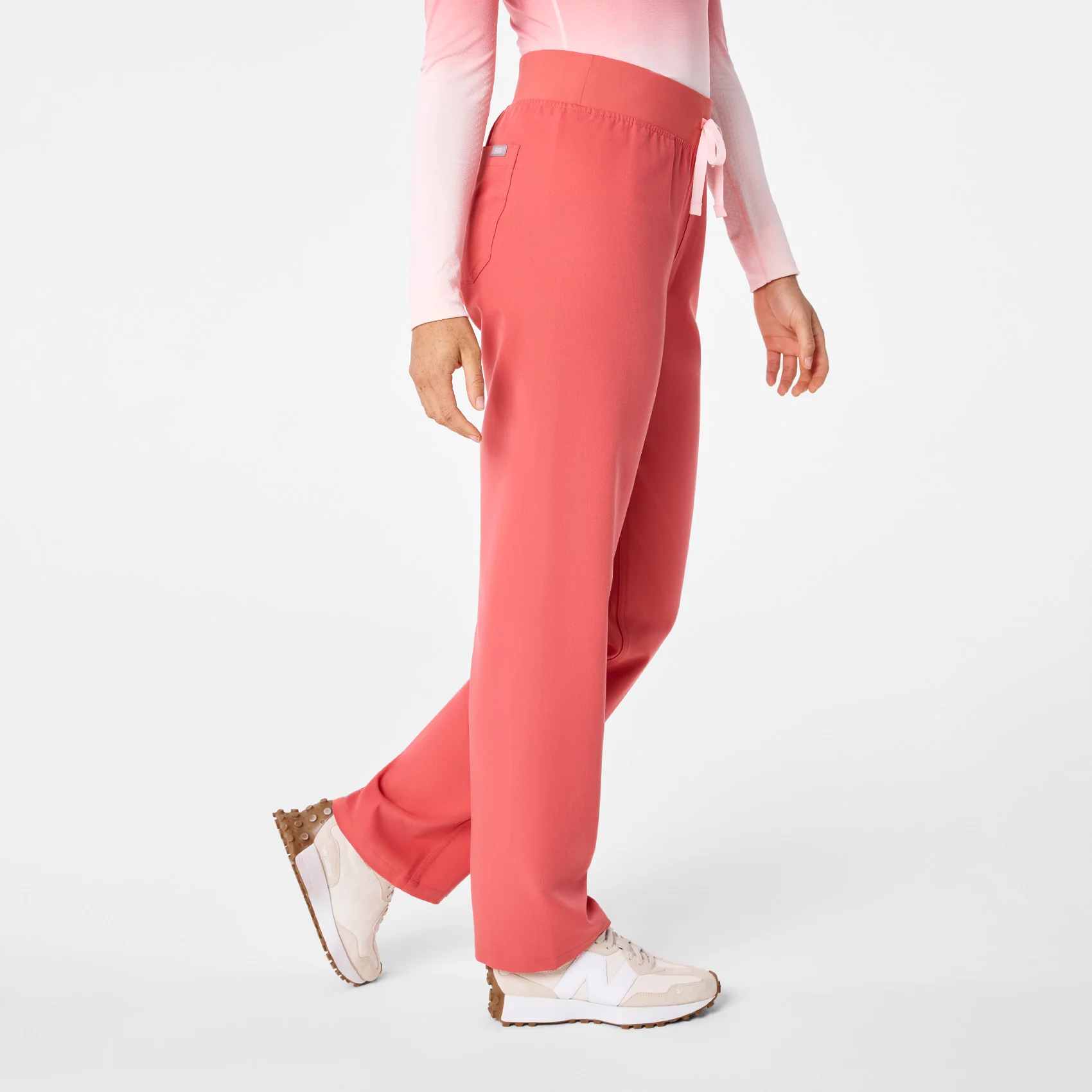 women's Pulmonary Pink High Waisted Livingston - Petite Basic Scrub Pant™ - Image 3