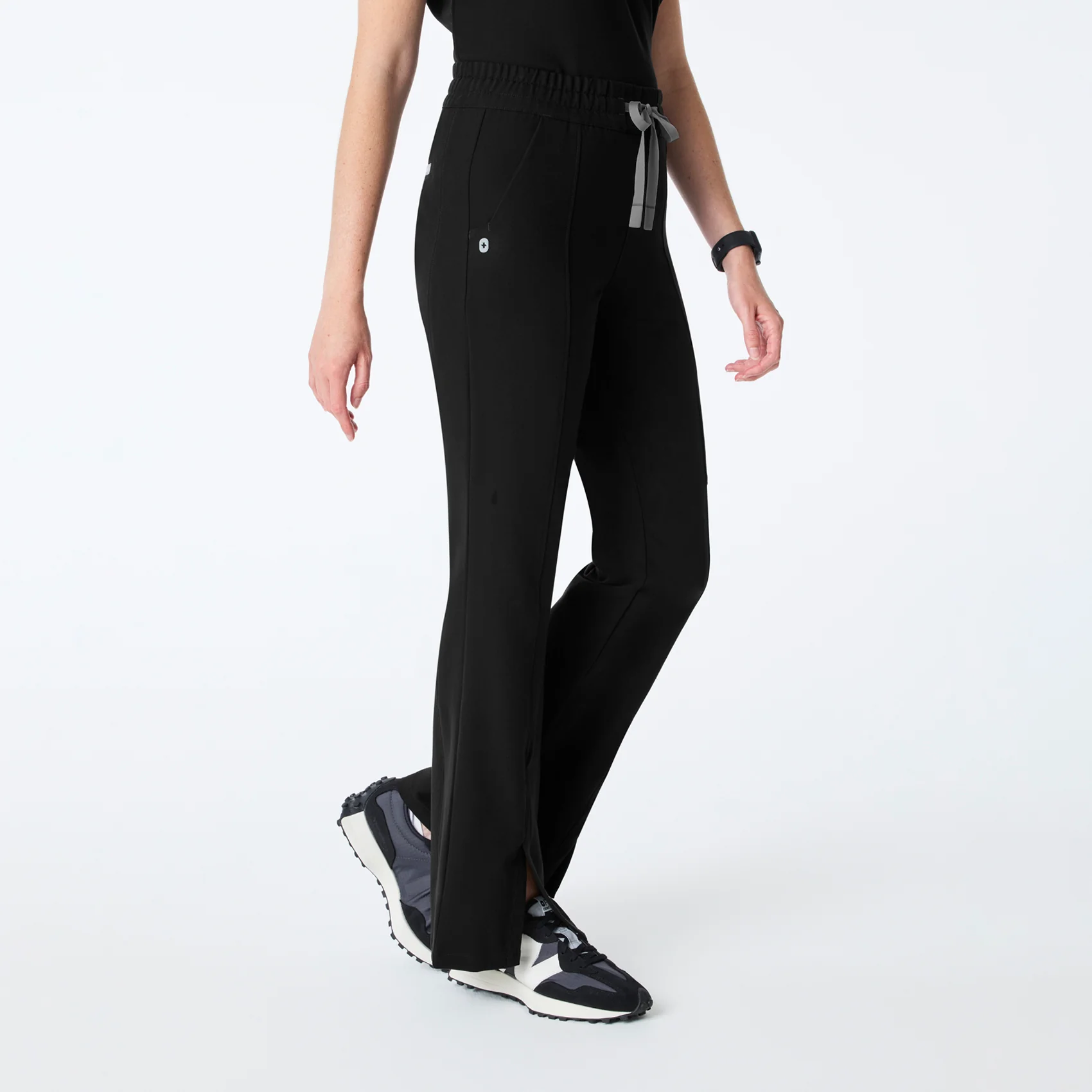 women's Black High Waisted Montal Flare - Tall Scrub Pant - Image 3