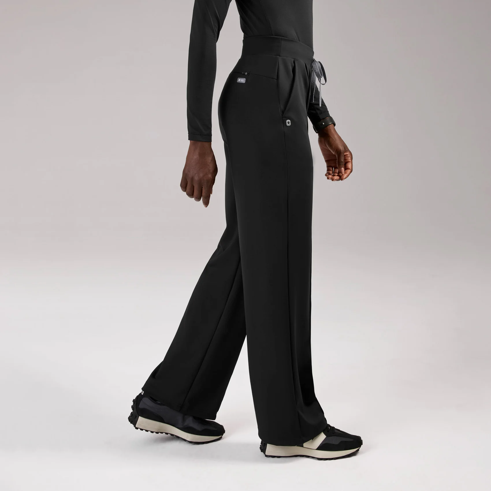 women's Black High Waisted Piedra FORMx™ Straight Leg - Petite Scrub Pant - Image 3