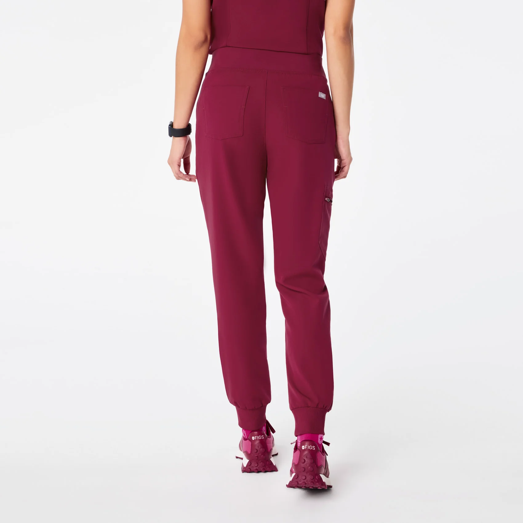 women's Deep Cranberry High Waisted Zamora - Jogger Scrub Pant™ - Image 3