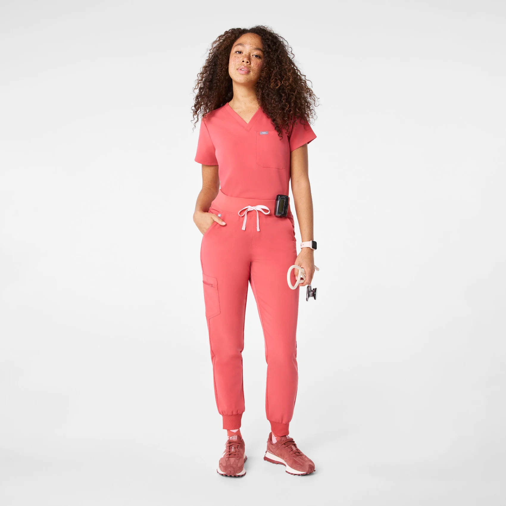 women's Pulmonary Pink High Waisted Zamora - Petite Jogger Scrub Pant™ - Image 2