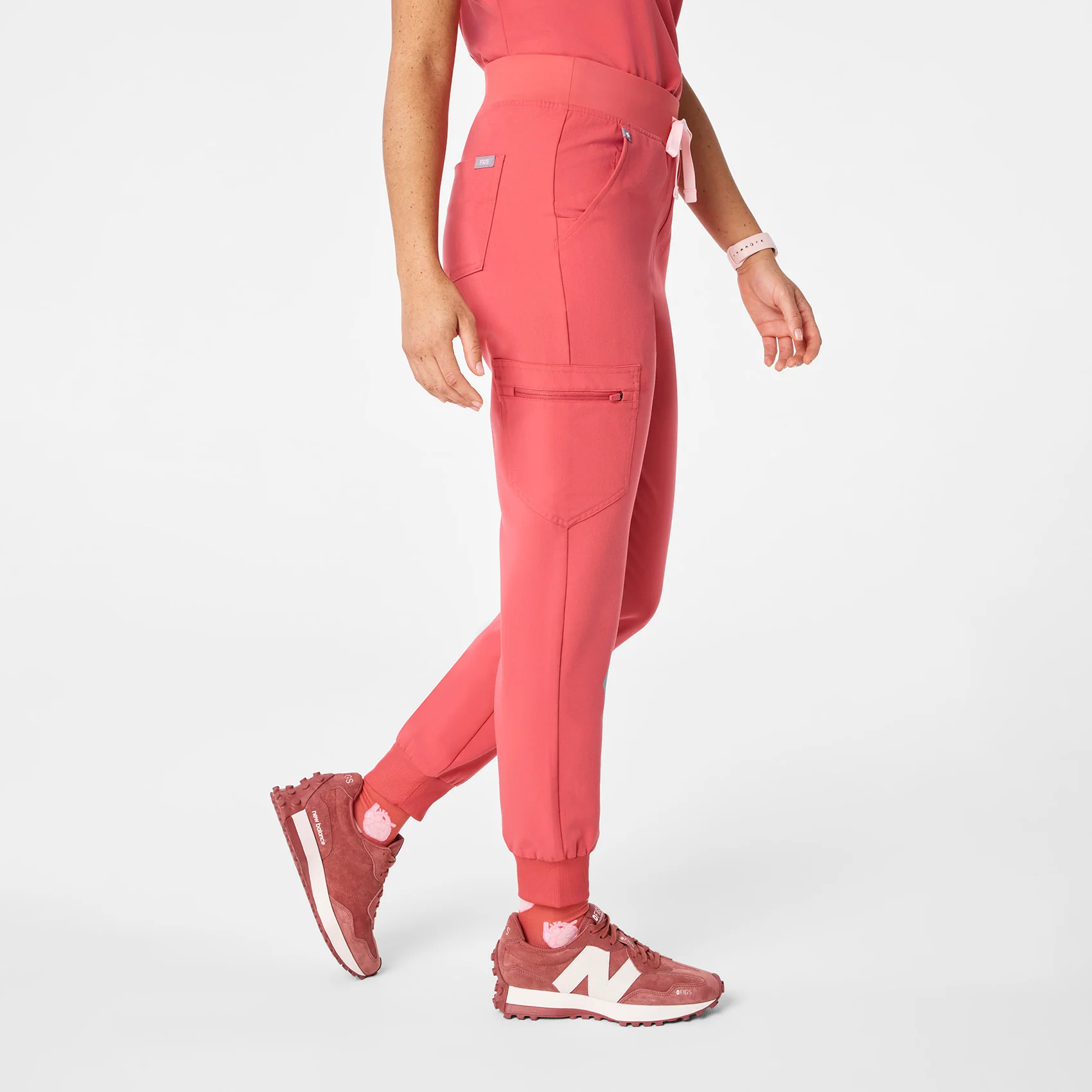 women's Pulmonary Pink High Waisted Zamora - Petite Jogger Scrub Pant™ - Image 3
