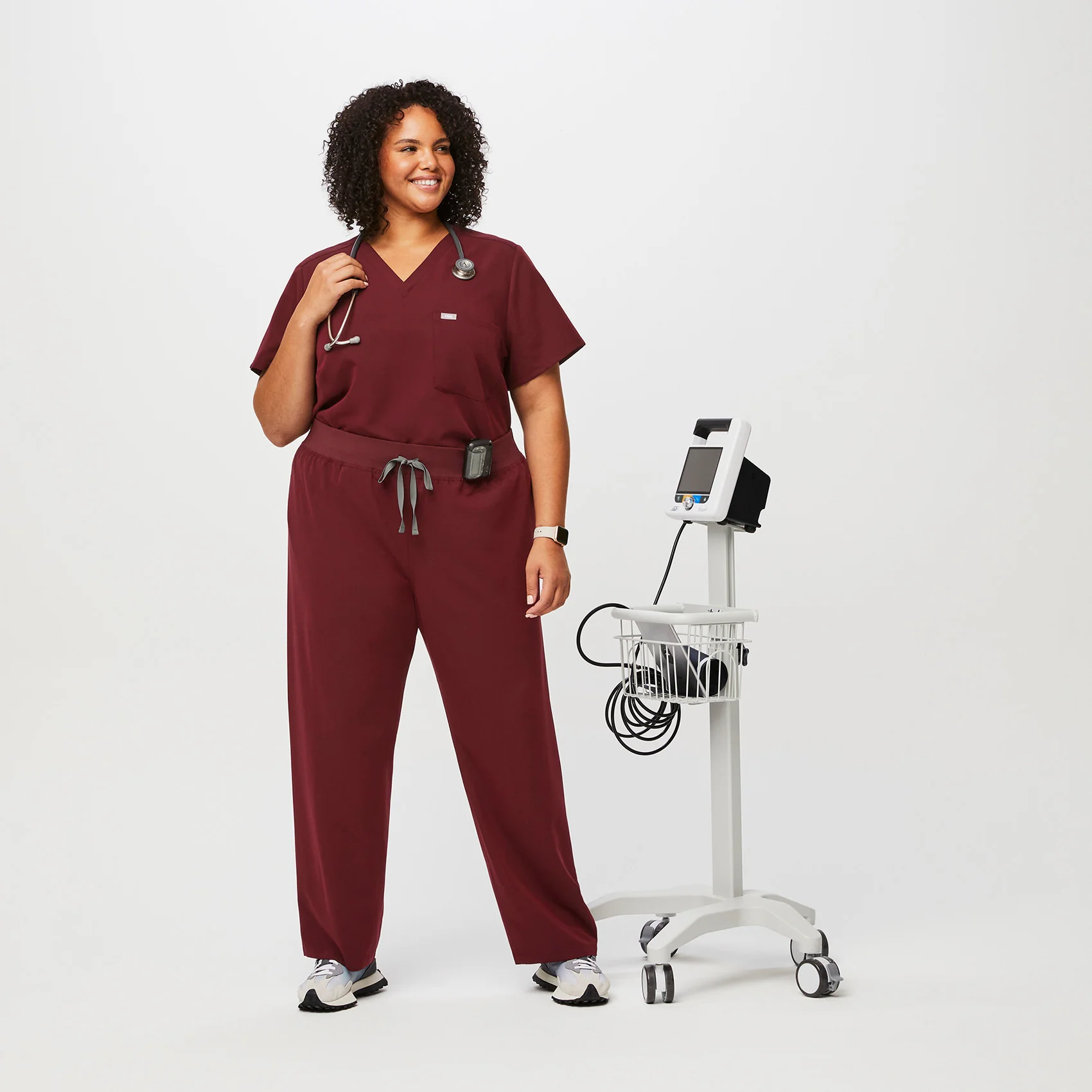 women's Burgundy High Waisted Livingston™ - Basic Scrub Pants (3XL - 6XL) - Image 2