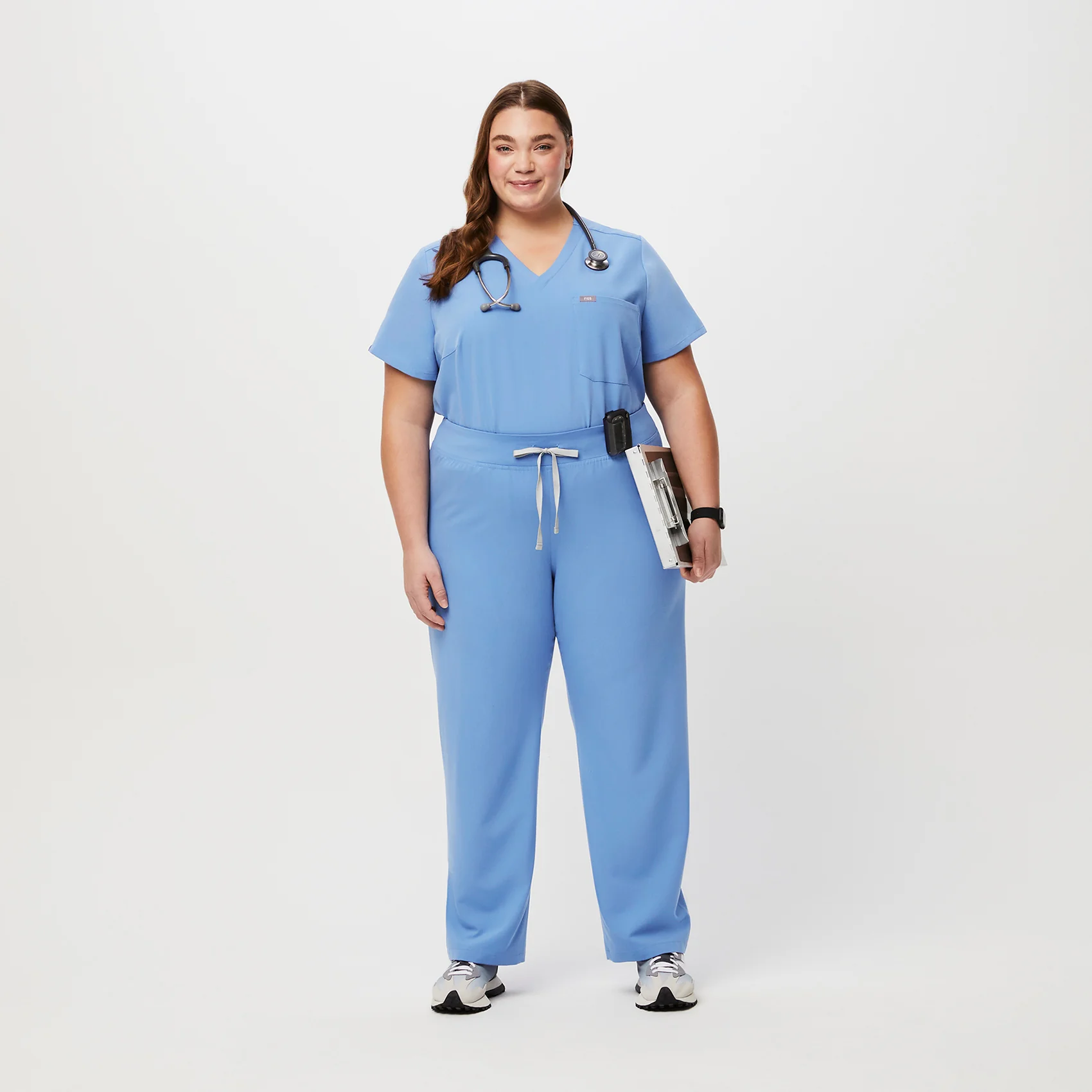 women's Ceil Blue High Waisted Livingston™ - Basic Scrub Pants (3XL - 6XL) - Image 2