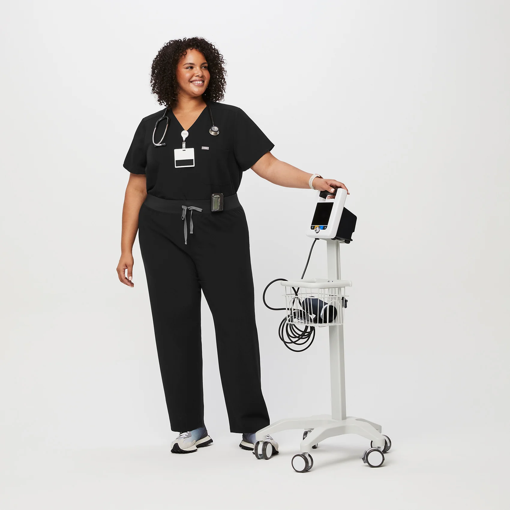 women's Black High Waisted Livingston™ - Petite Basic Scrub Pants (3XL - 6XL) - Image 2