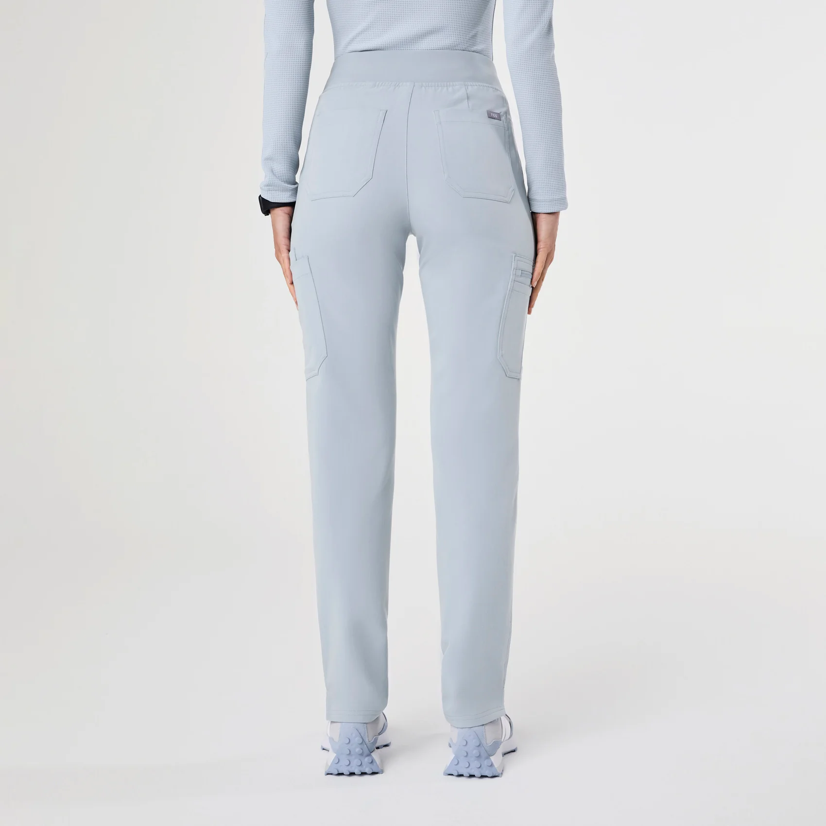 women's Dusty Blue High Waisted Yola - Petite Skinny Scrub Pant™ - Image 4