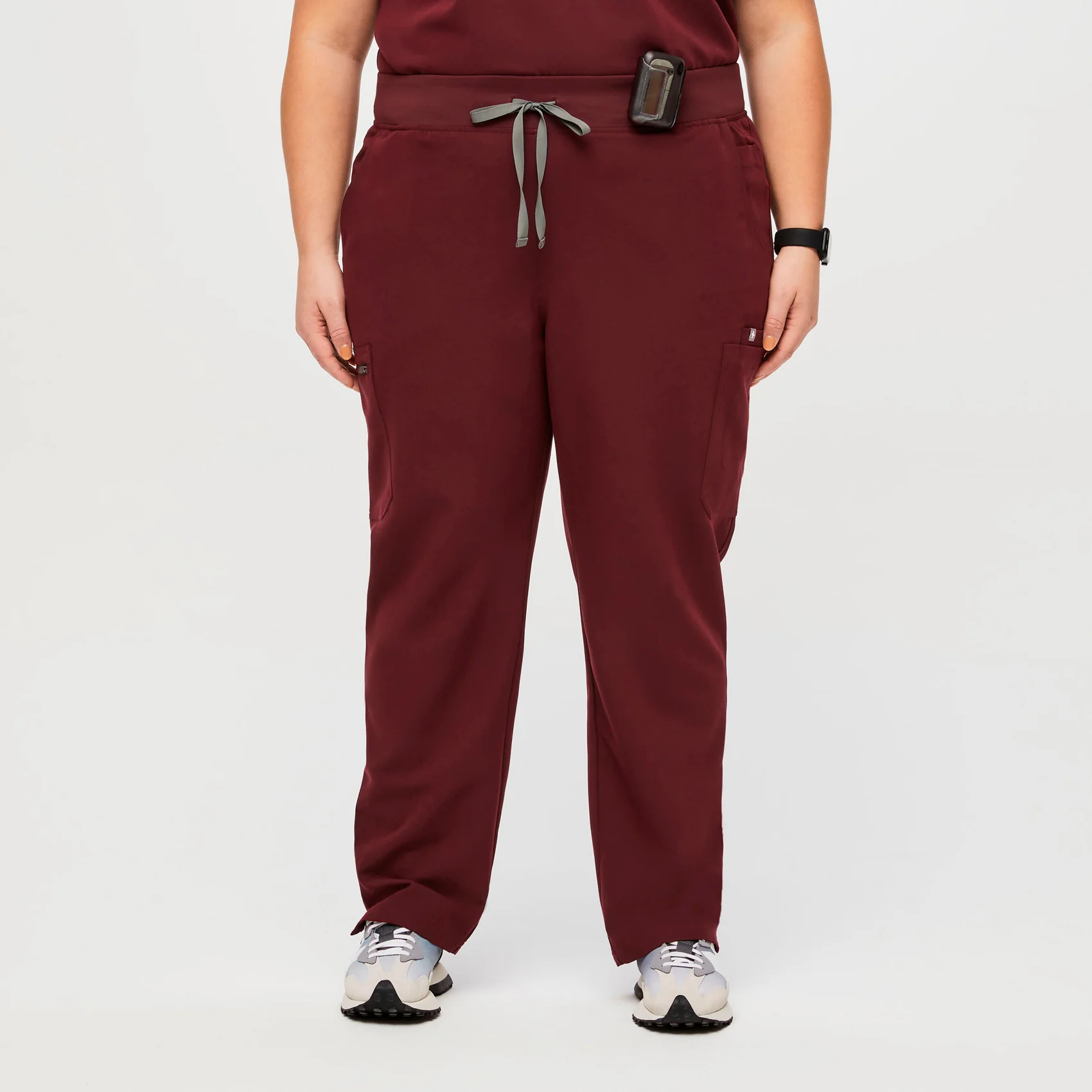 women's Burgundy High Waisted Yola™ - Petite Skinny Scrub Pants (3XL - 6XL)