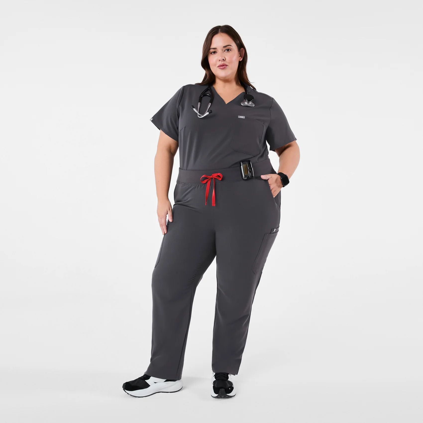 women's Charcoal High Waisted Yola™ - Skinny Scrub Pants (3XL - 6XL) - Image 2