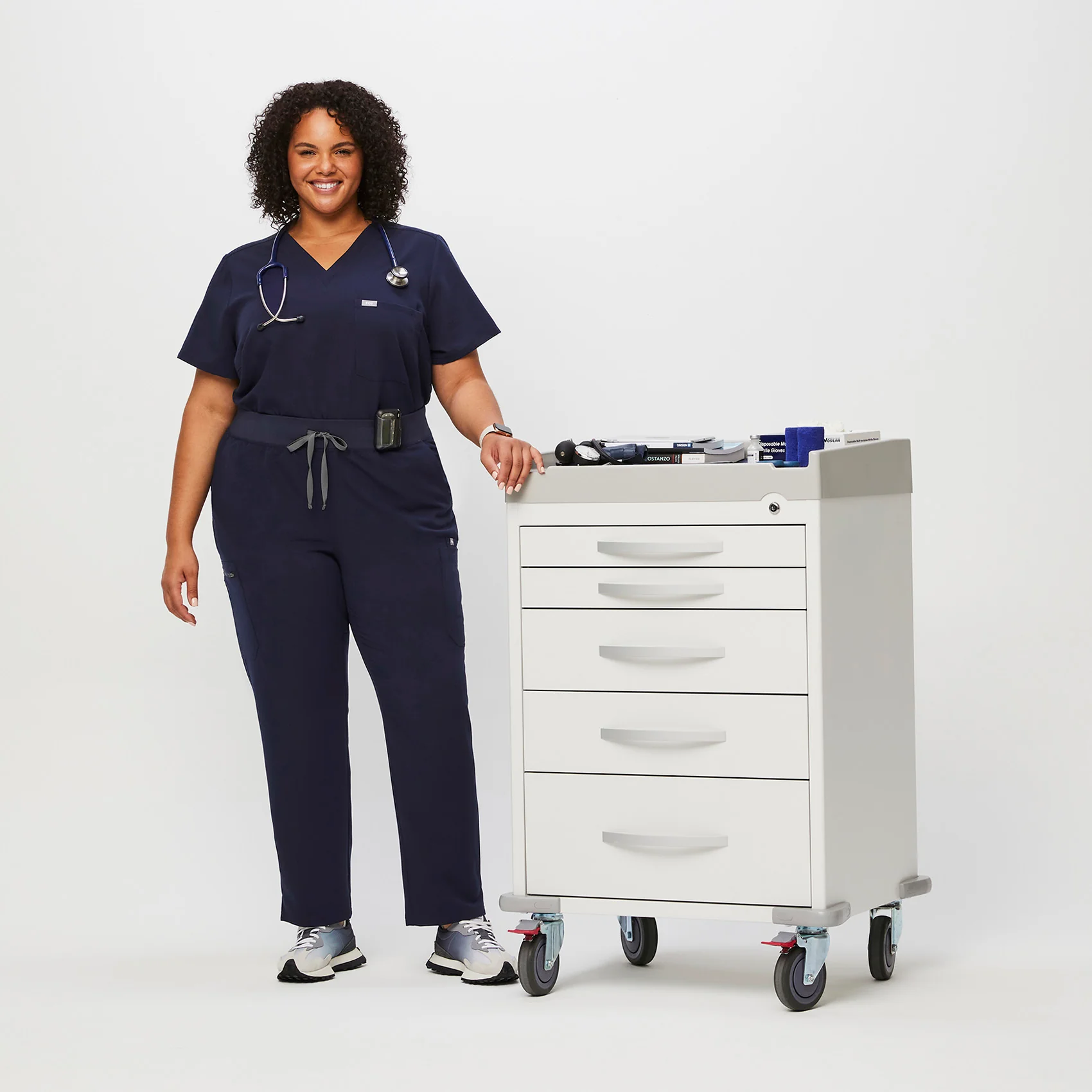 women's Navy High Waisted Yola™ - Skinny Scrub Pants (3XL - 6XL) - Image 2