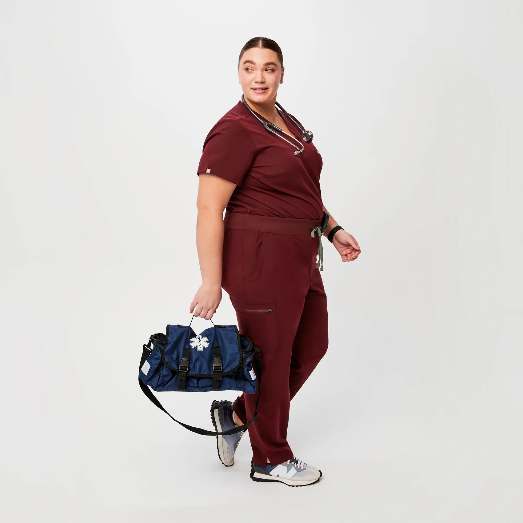 women's Burgundy High Waisted Yola™ - Tall Skinny Scrub Pants (3XL - 6XL) - Image 2
