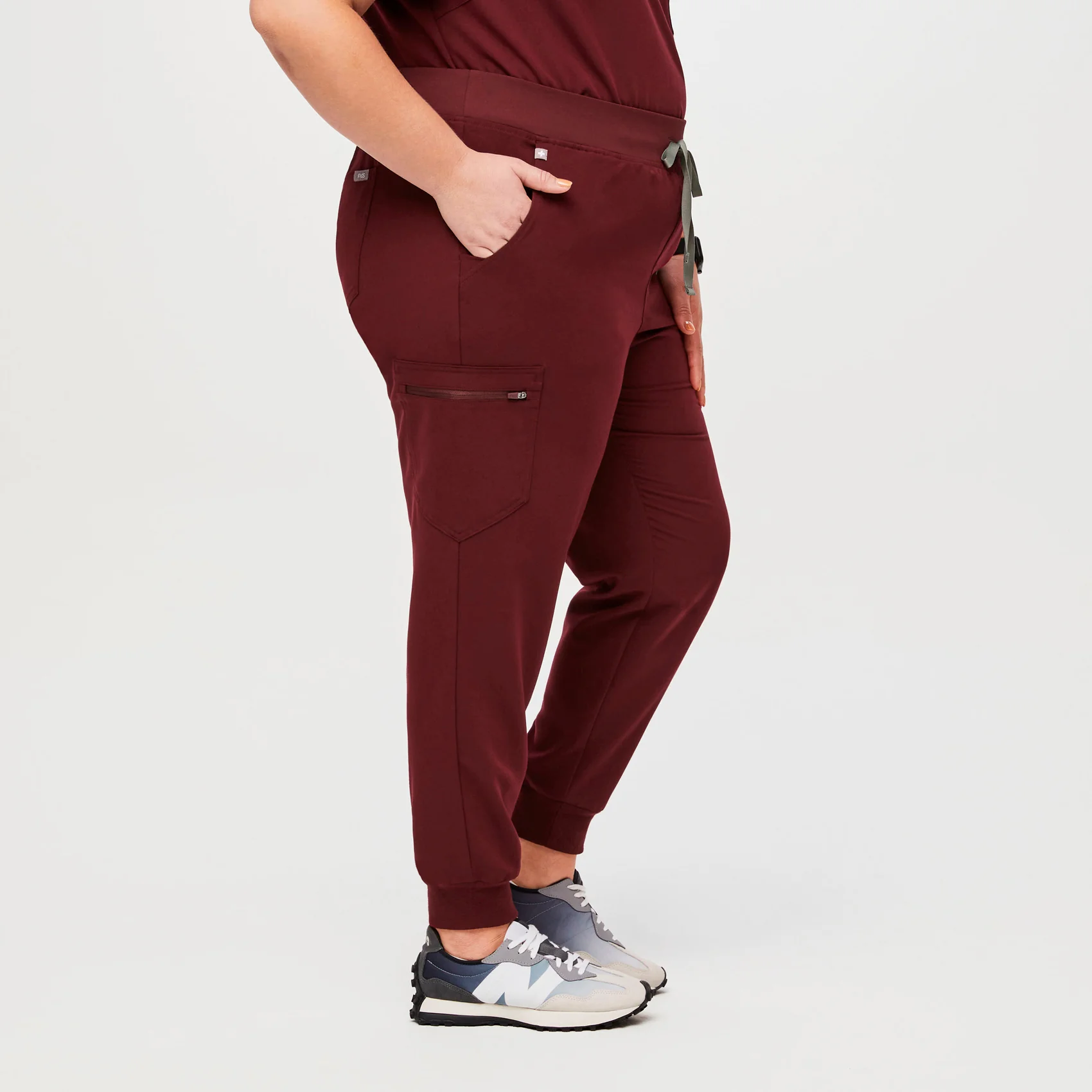 women's Burgundy High Waisted Zamora™ - Jogger Scrub Pants (3XL - 6XL) - Image 3
