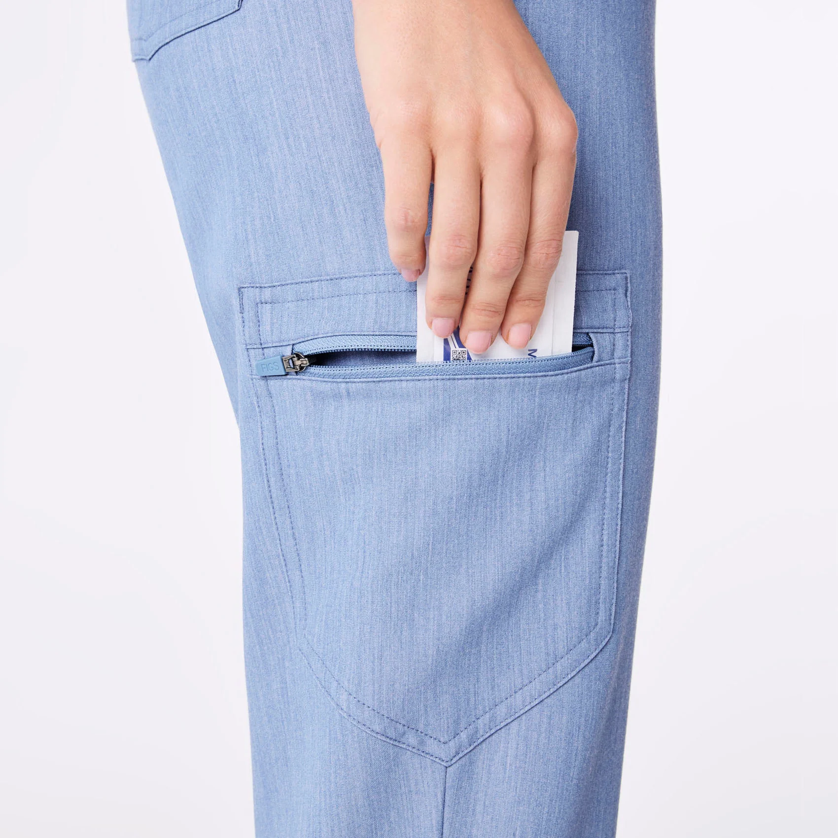 women's Heather Indigo High Waisted Zamora - Petite Jogger Scrub Pant™ - Image 6