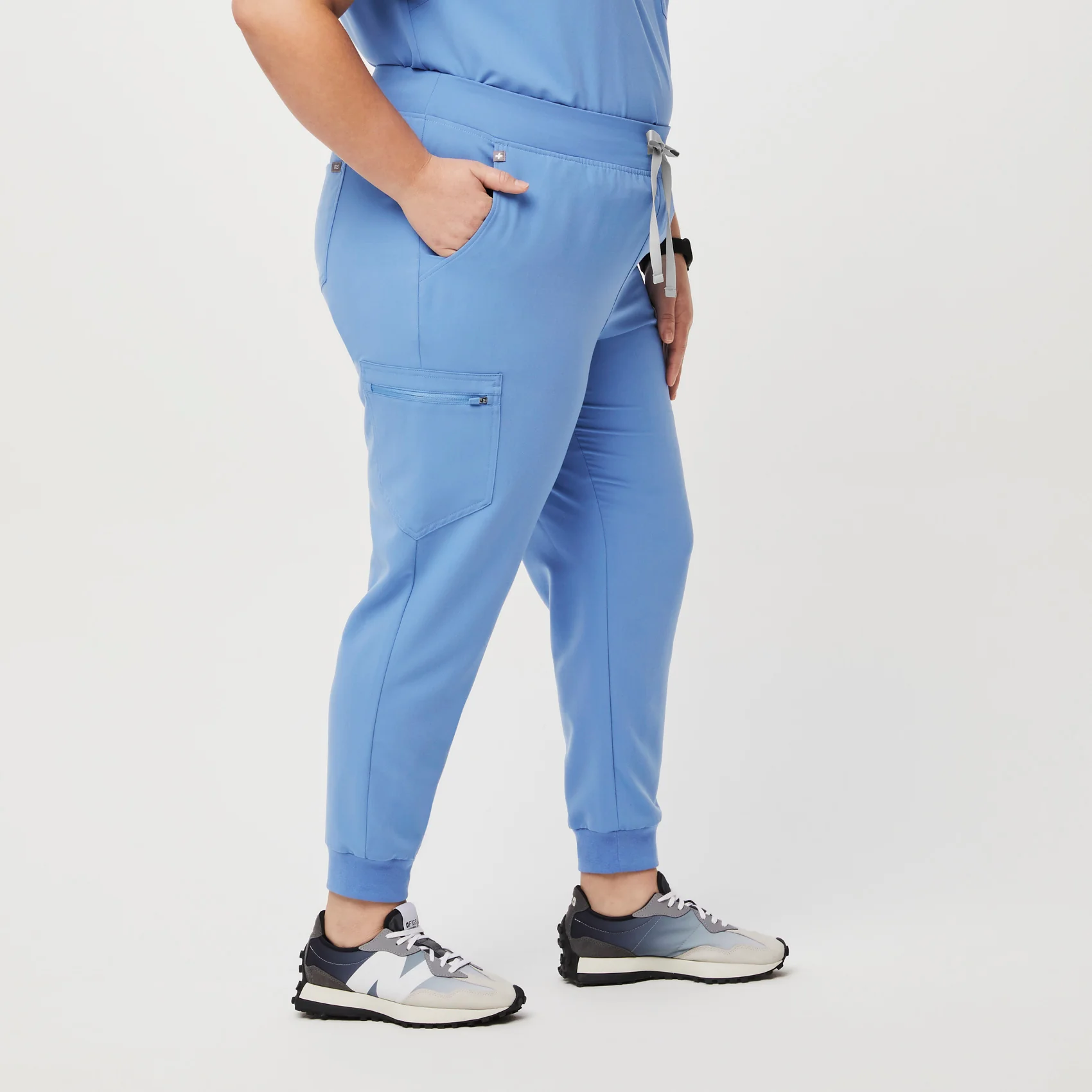 women's Ceil Blue High Waisted Zamora™ - Petite Jogger Scrub Pants (3XL - 6XL) - Image 3