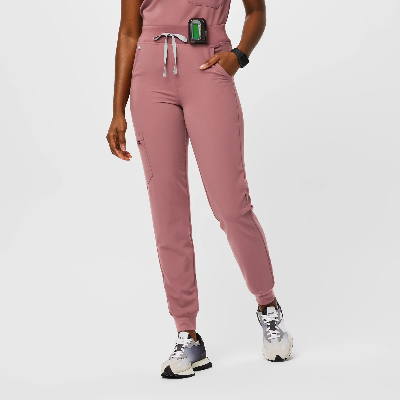 women's Mauve High Waisted Zamora™ - Petite Jogger Scrub Pants (3XL - 6XL)