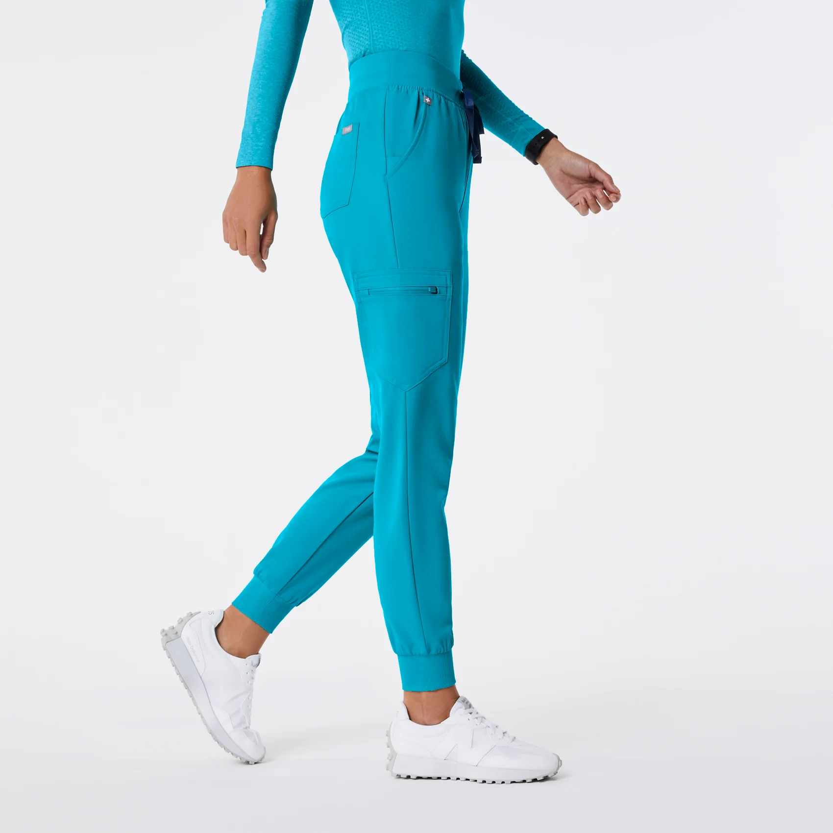 women's Teal High Waisted Zamora - Petite Jogger Scrub Pant™ - Image 3