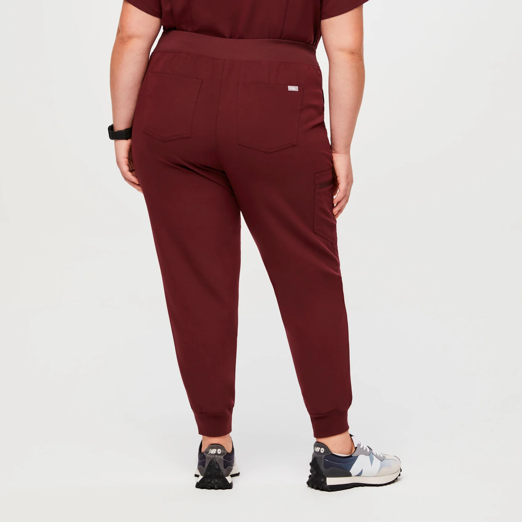 women's Burgundy High Waisted Zamora™ - Tall Jogger Scrub Pants (3XL - 6XL) - Image 4