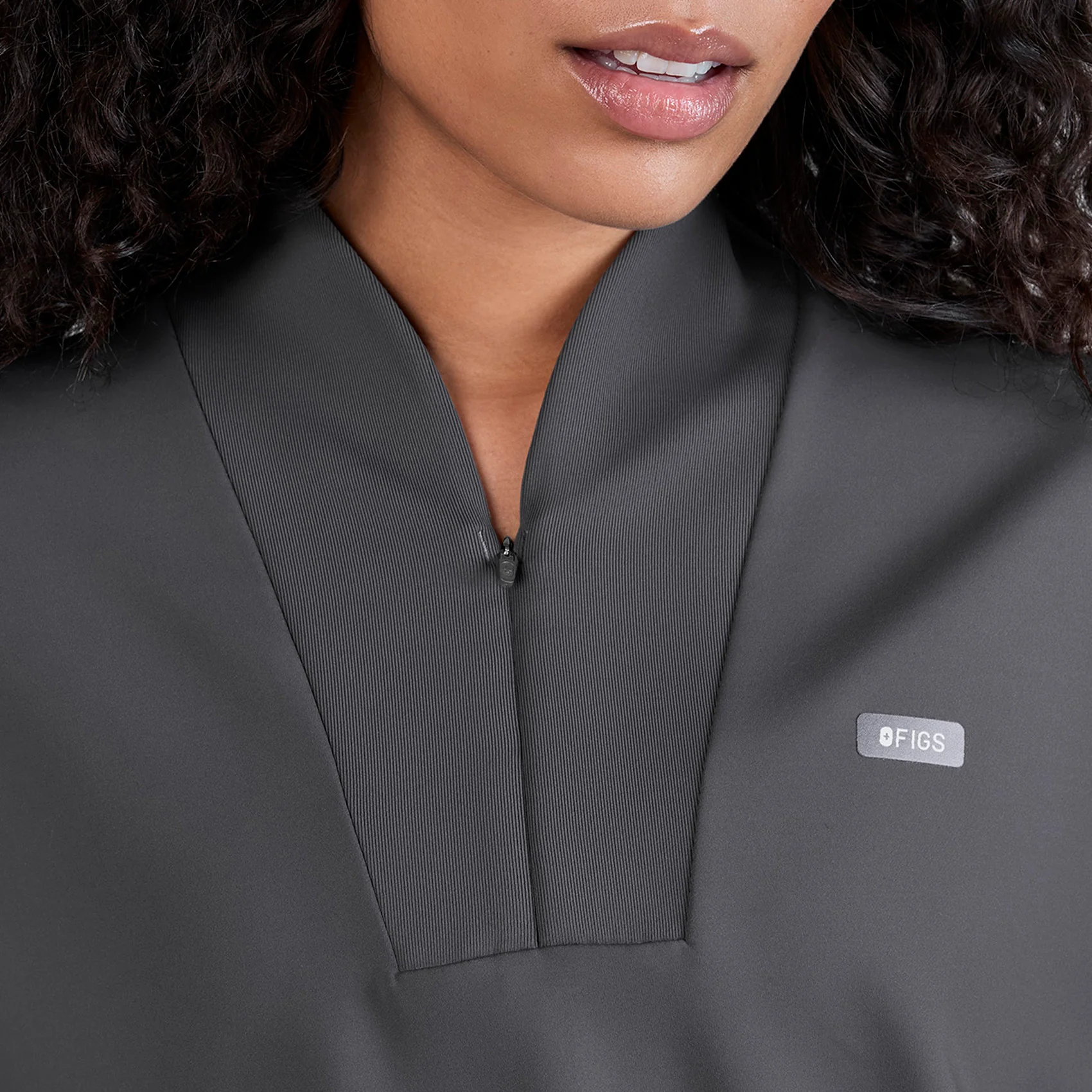 women's Charcoal Kenora FORMx - Mock Neck Longsleeve Scrub Top - Image 5
