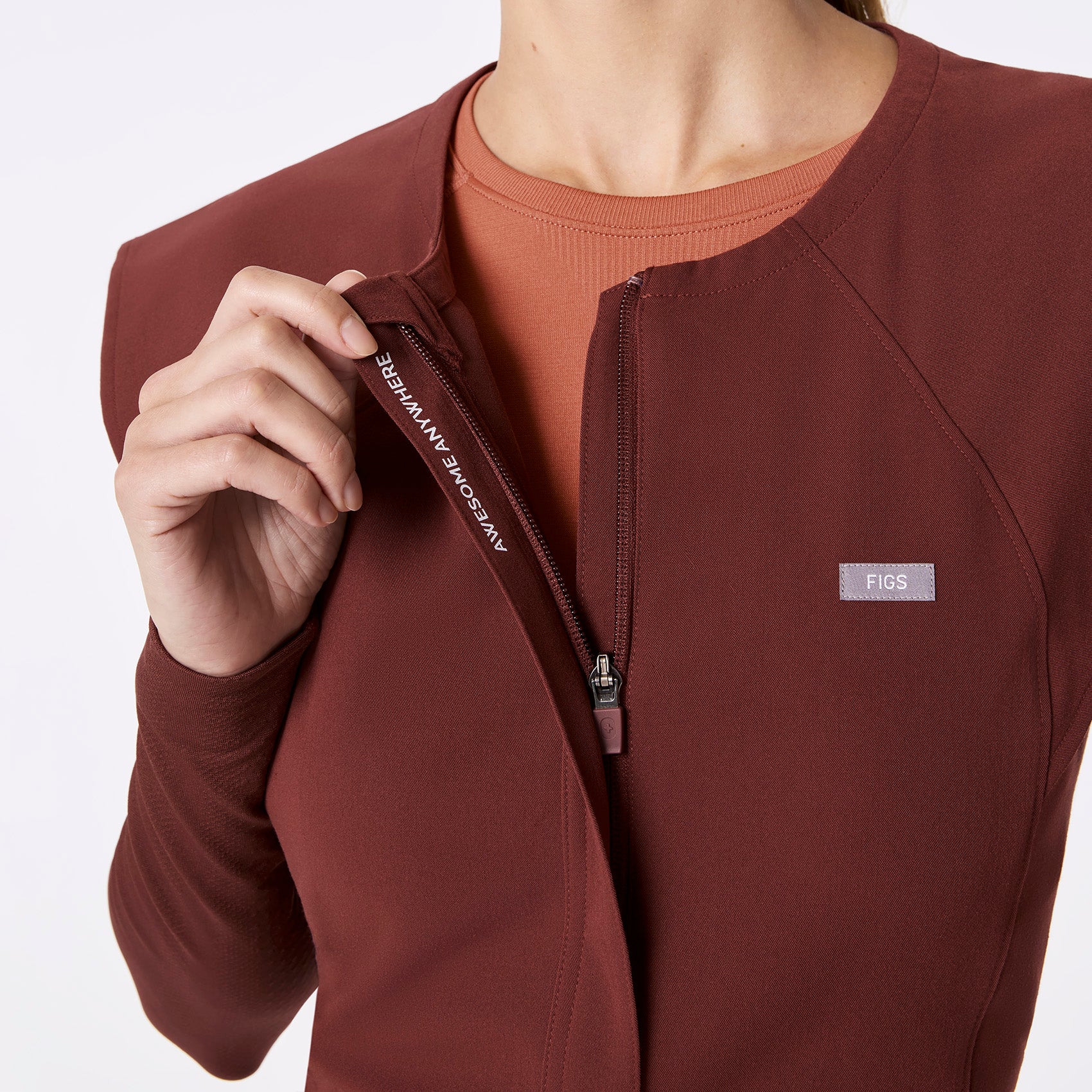 women's Walnut Layton Crewneck Wide Leg - Petite ScrubJumpsuit™ - Image 4