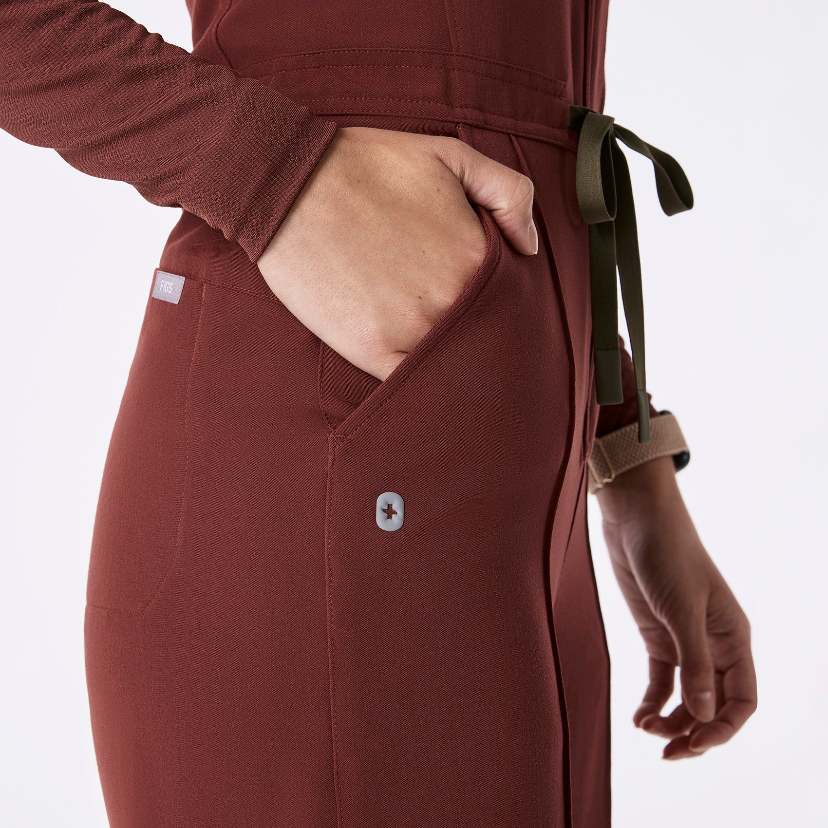 women's Walnut Layton Crewneck Wide Leg - Petite ScrubJumpsuit™ - Image 7