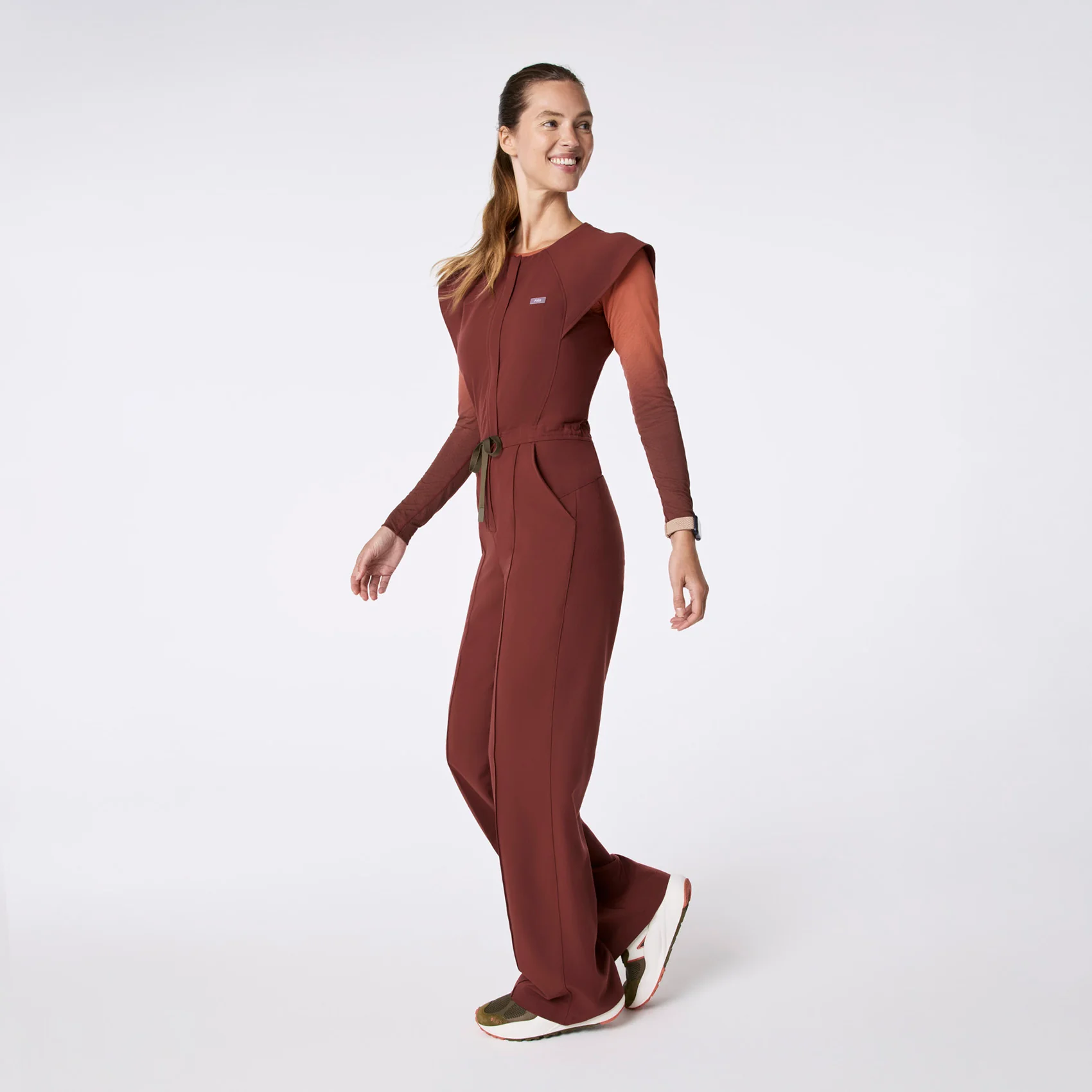 women's Walnut Layton Crewneck Wide Leg - Tall ScrubJumpsuit™ - Image 3