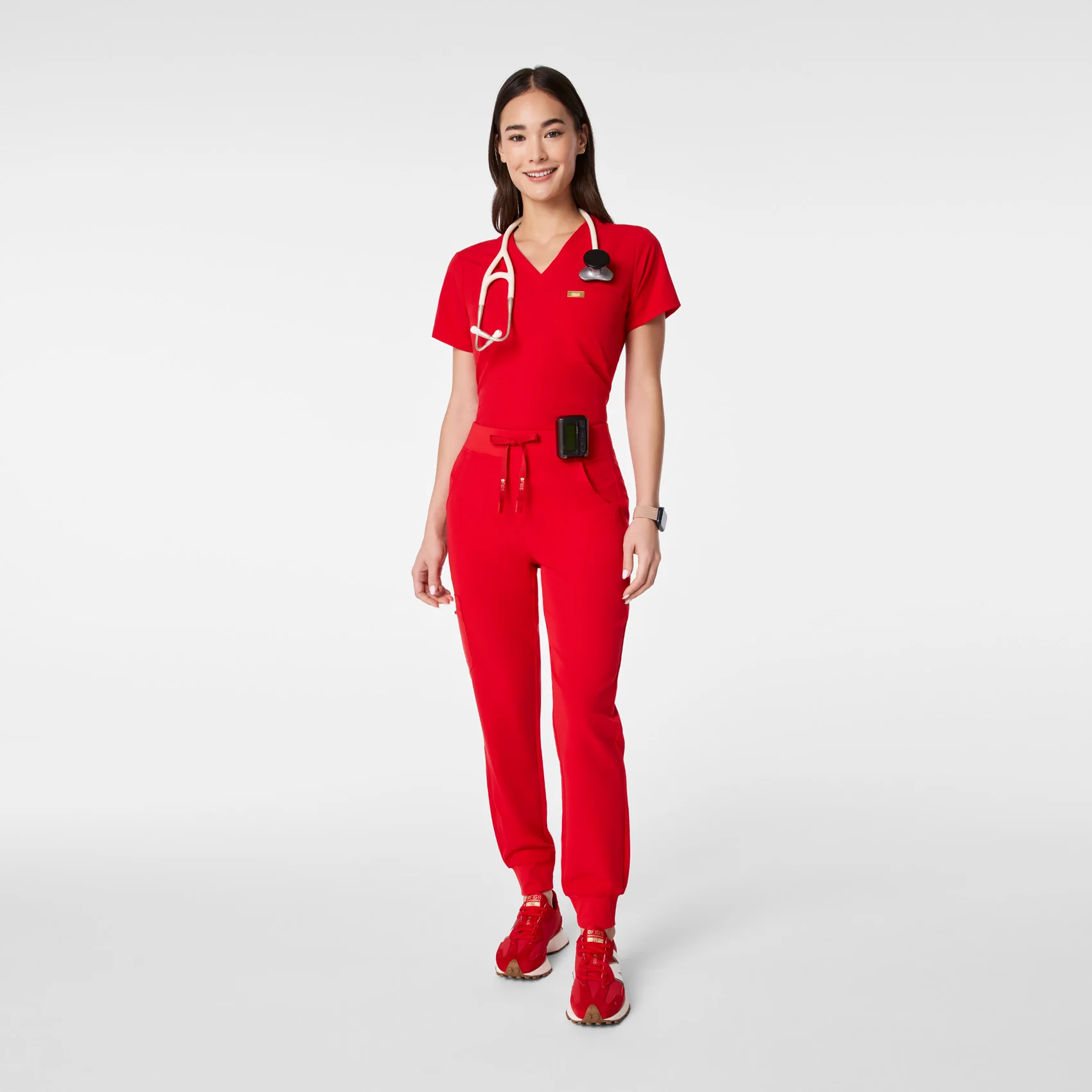 women's Lunar New Year Pop Red High Waisted Zamora - Jogger Scrub Pant™ - Image 2