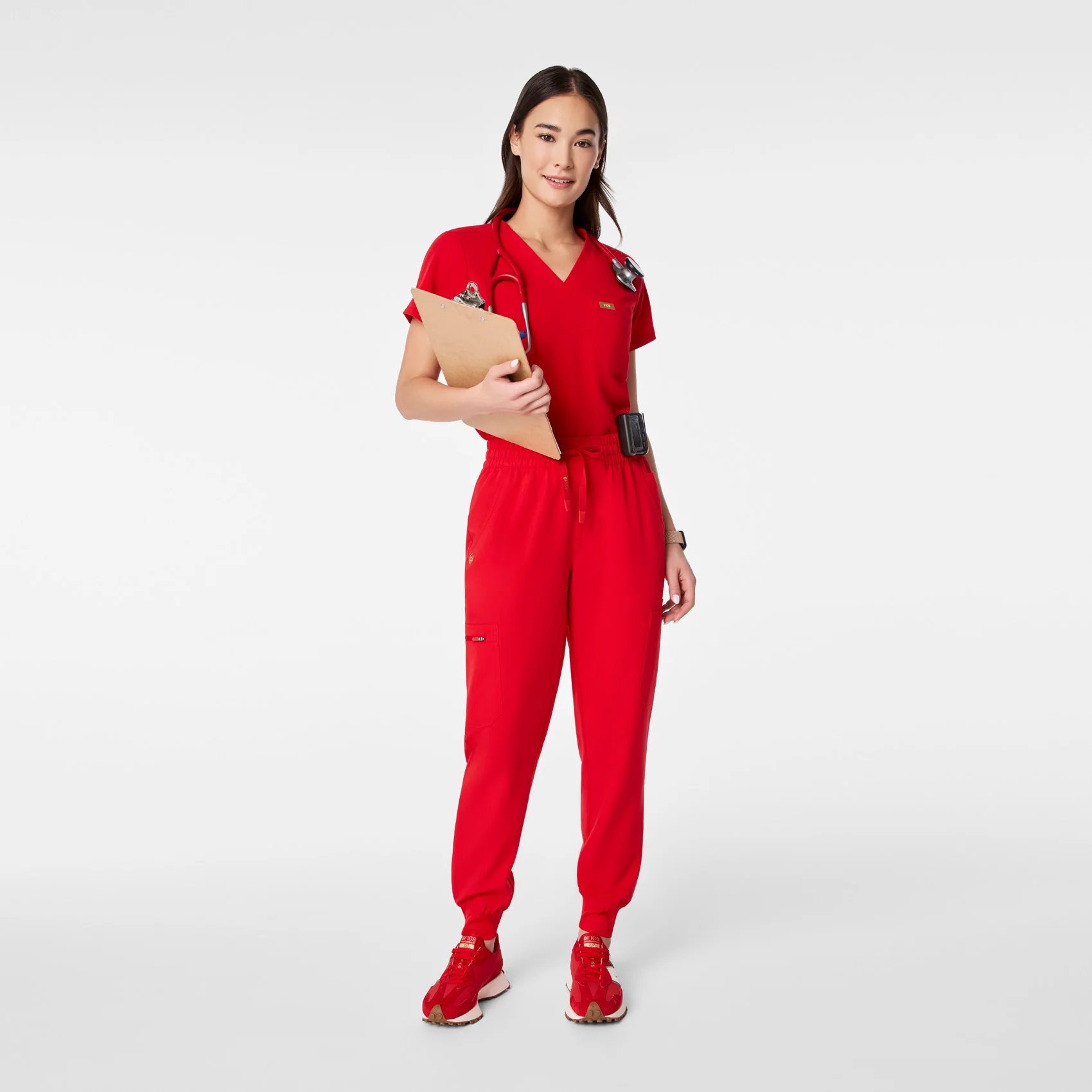 women's Lunar New Year Pop Red High Waisted Uman Relaxed - Jogger Scrub Pant - Image 3