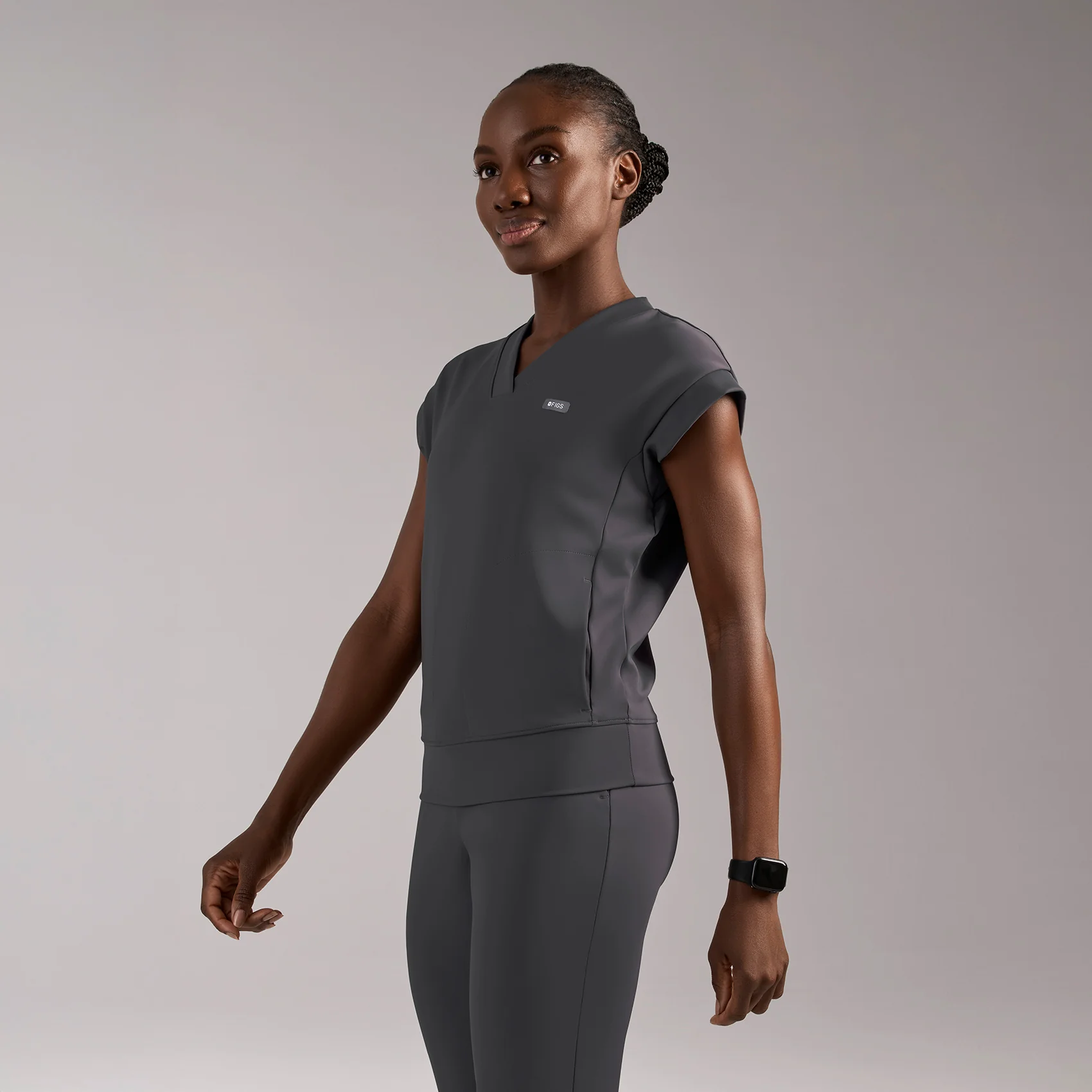 women's Charcoal Mira FORMx V-Neck - Scrub Top™ - Image 3