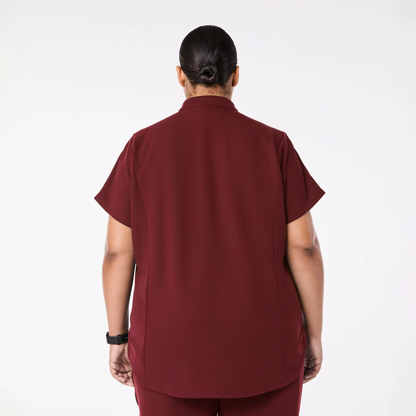 women's Burgundy Montex - Mock Neck Scrub Top (3XL-6XL) - Image 4