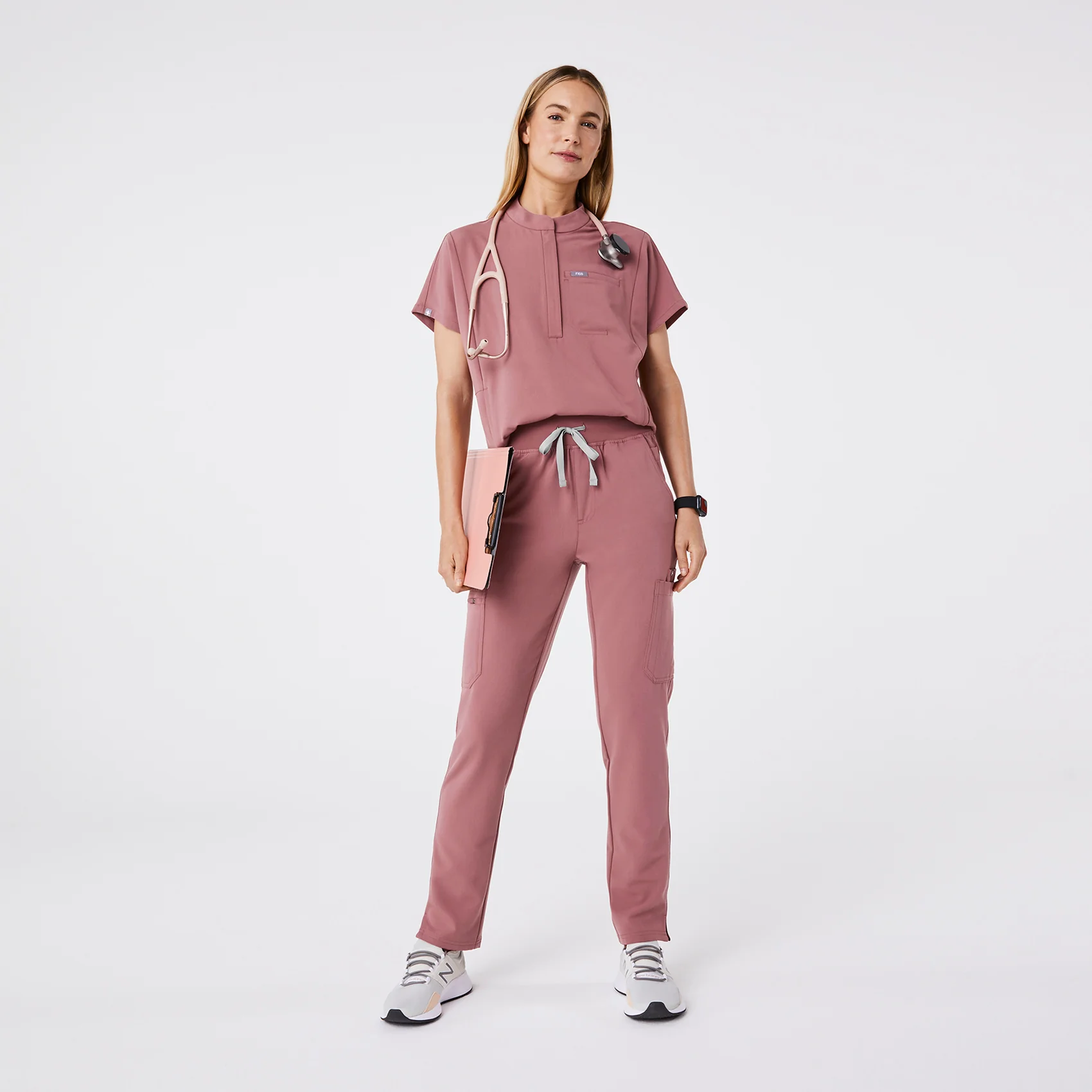 women's Mauve Montex - Mock Neck Scrub Top - Image 2