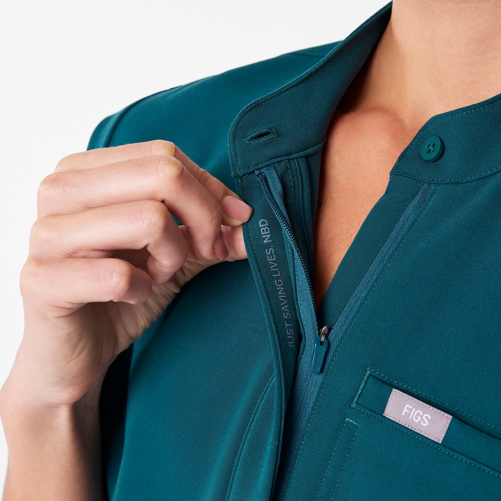 women's Caribbean Blue Montex - Mock Neck Scrub Top - Image 5