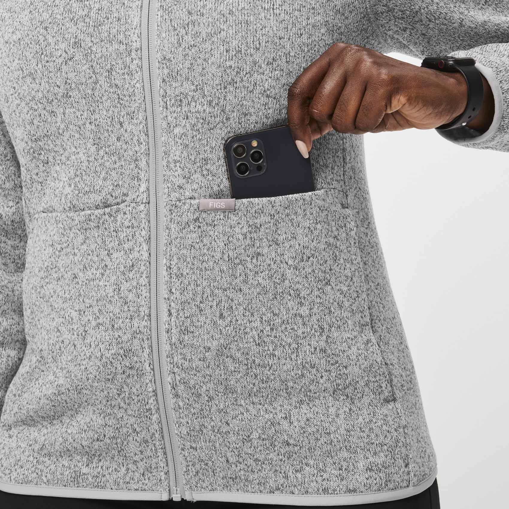 women's Heather Light Grey On-Shift™ - Sweater Knit Jacket - Image 4