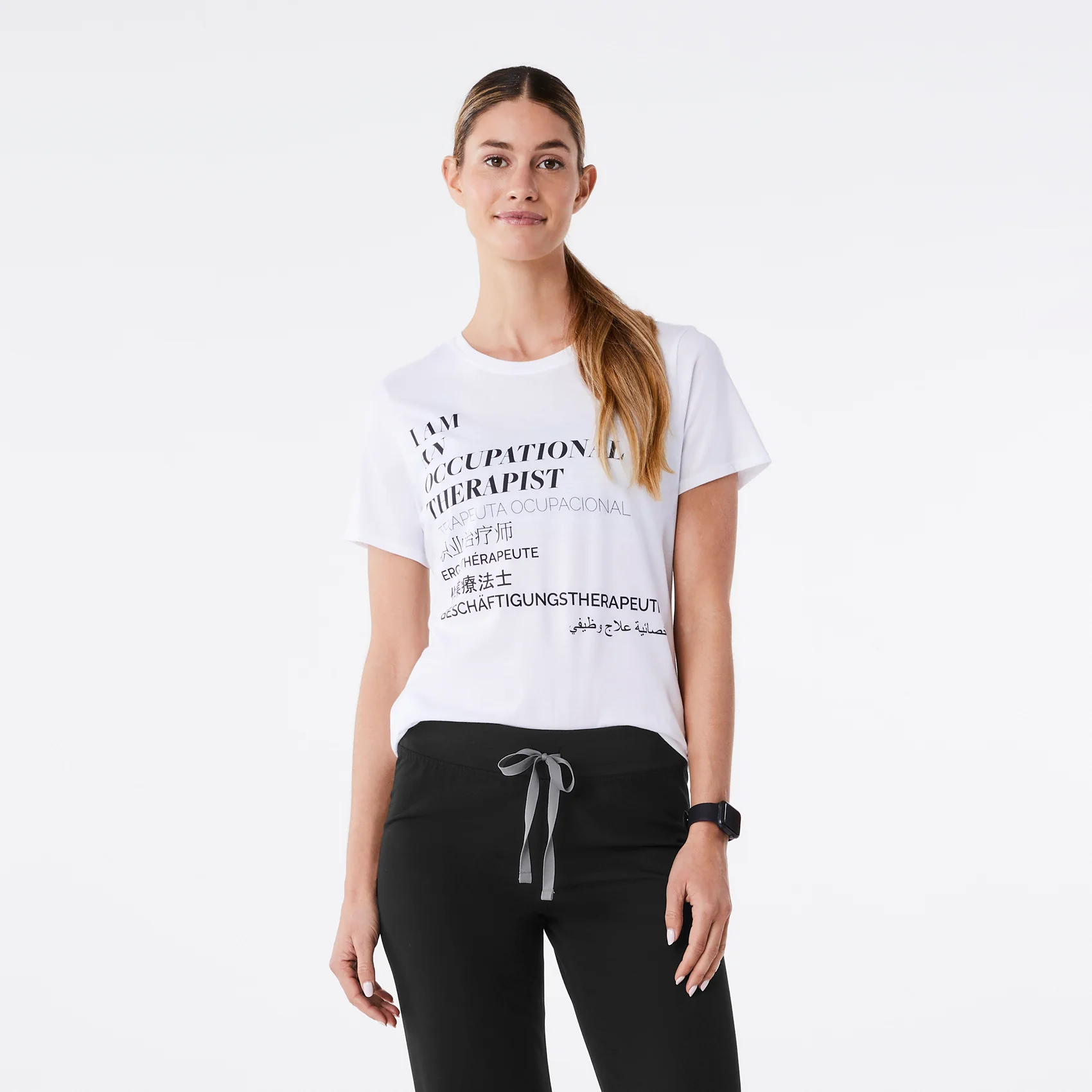 women's White Occupational Therapist Supersoft - Shortsleeve Underscrub
