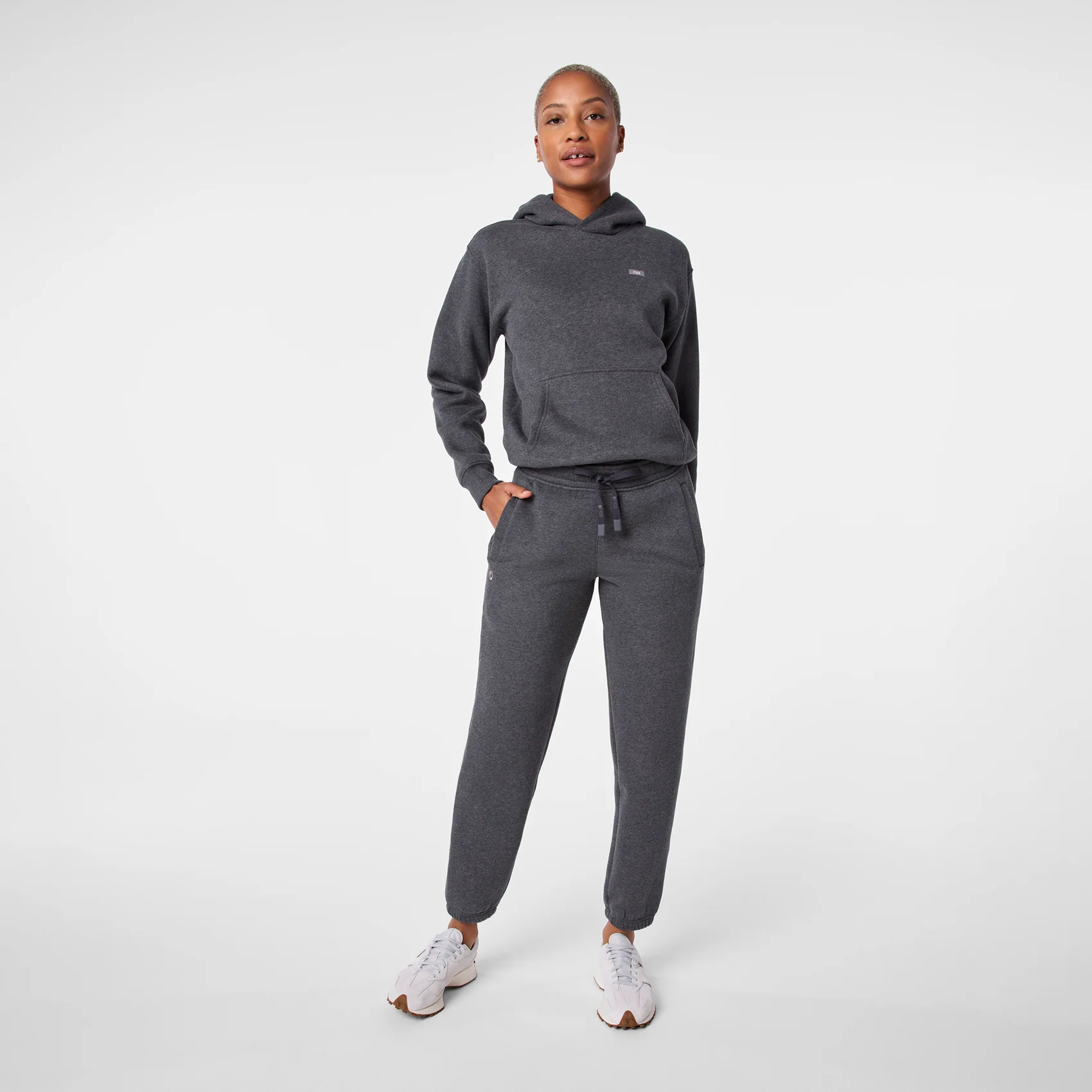 women's Charcoal Heather Grey Off-Shift - Hoodie Sweatshirt™ - Image 2