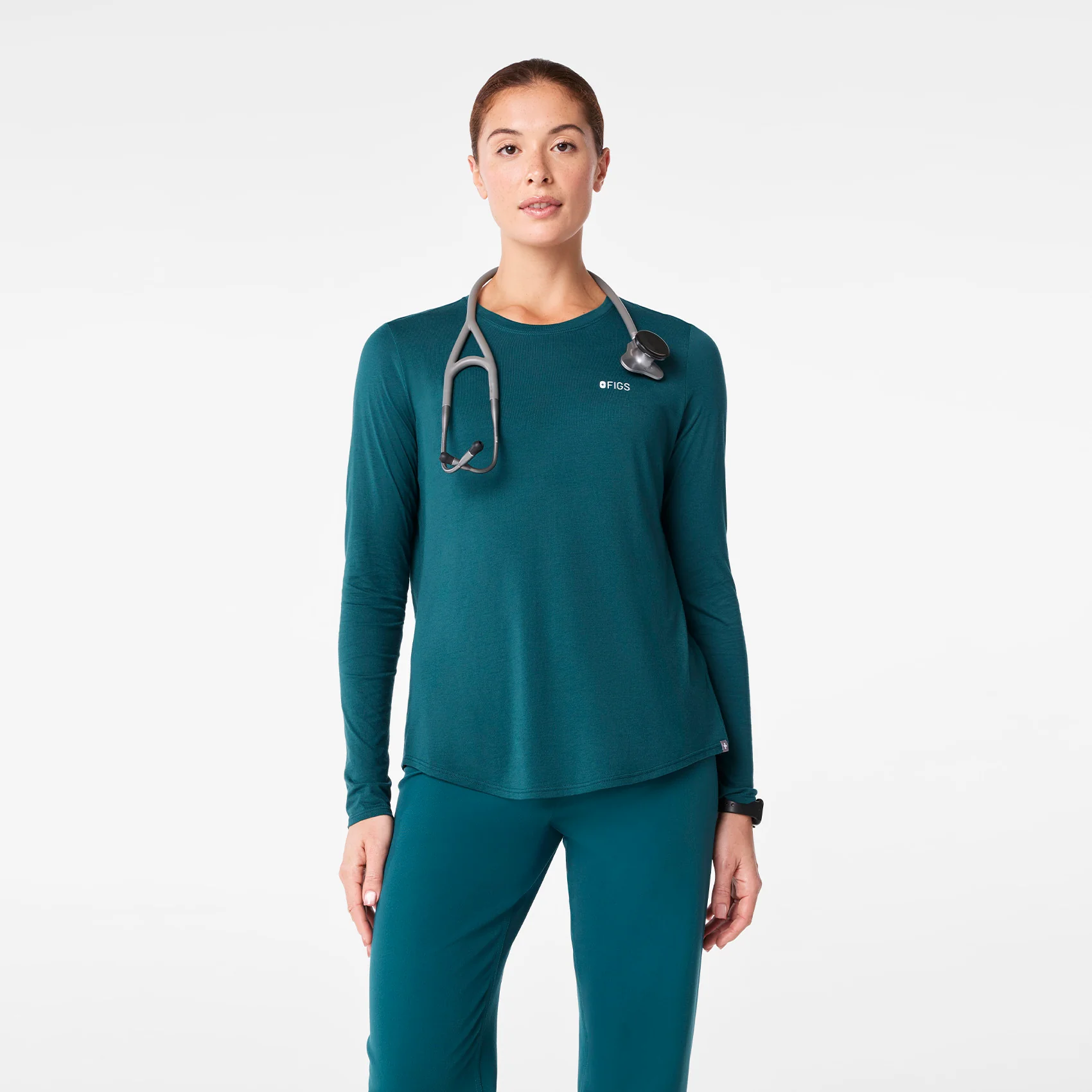 women's Caribbean Blue Peace Sign Supersoft - Longsleeve Underscrub - Image 2