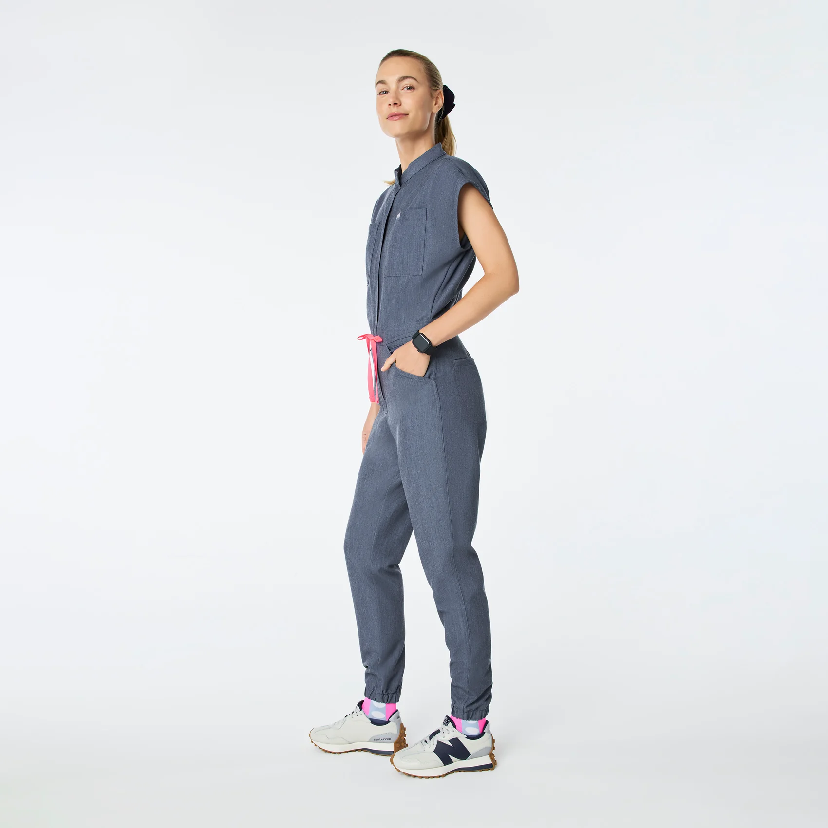 women's Heather Denim Rafaela Cargo Jogger - Petite ScrubJumpsuit™ - Image 3