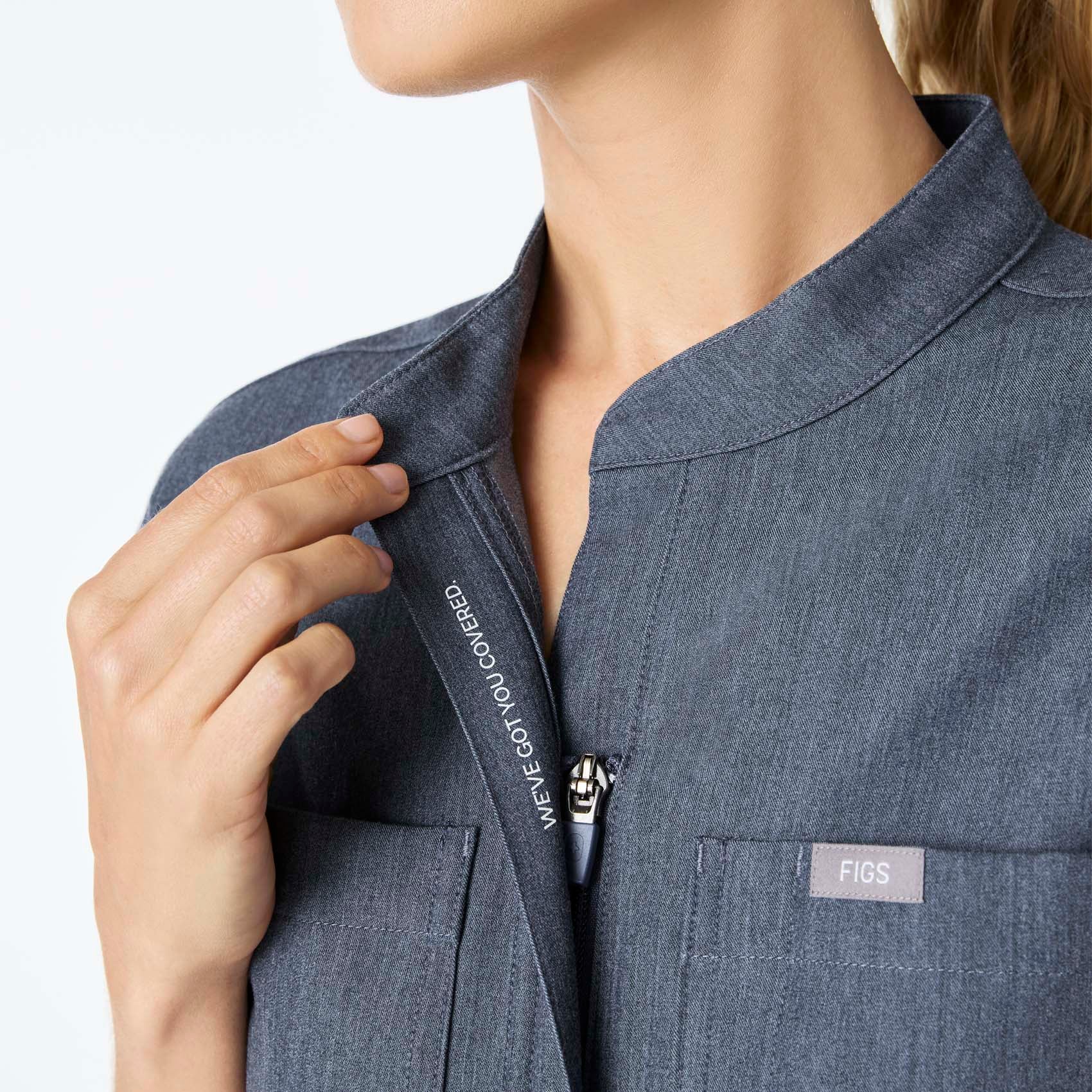 women's Heather Denim Rafaela Cargo Jogger - Petite ScrubJumpsuit™ - Image 4