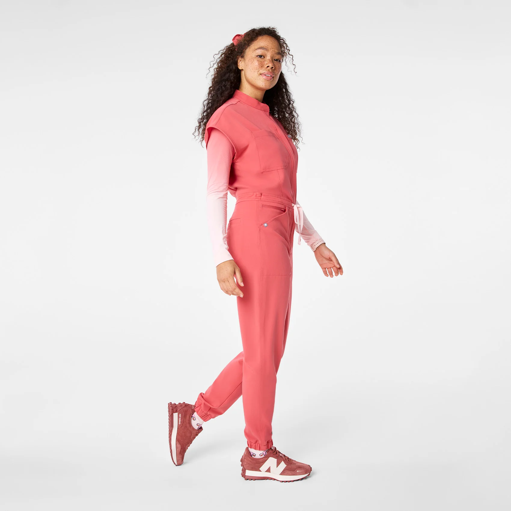 women's Pulmonary Pink Rafaela Cargo - Petite ScrubJumpsuit™ - Image 3