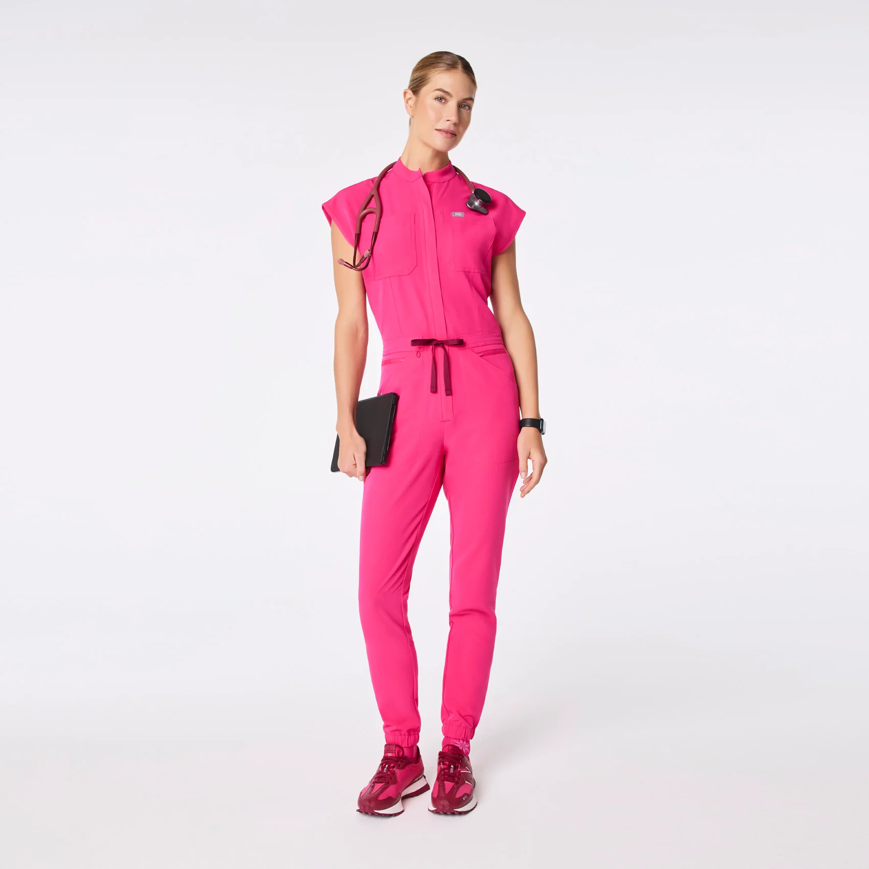 women's Shocking Pink Rafaela Cargo  -  Tall ScrubJumpsuit™