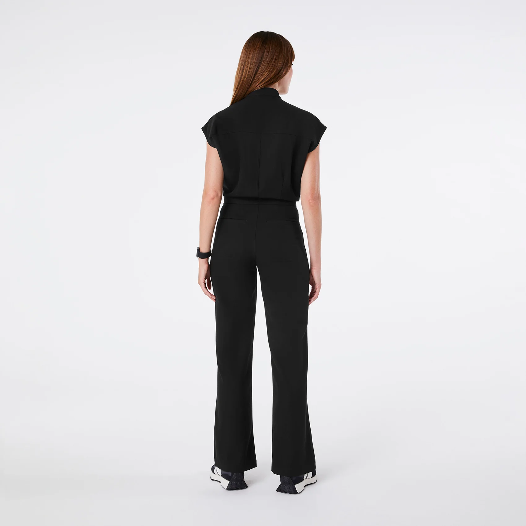 women's Black Rafaela Wide Leg - Petite ScrubJumpsuit™ - Image 2