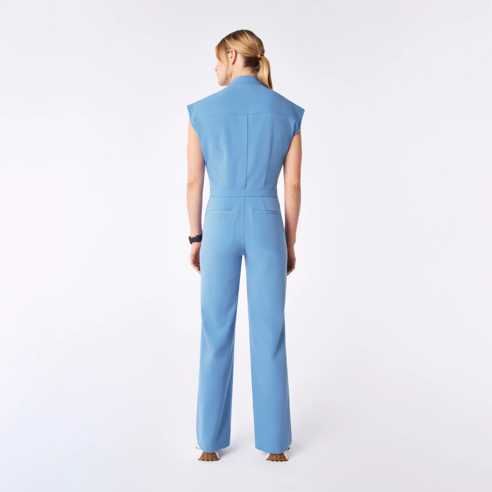 women's Ceil Blue Rafaela Wide Leg - Petite ScrubJumpsuit™ - Image 2