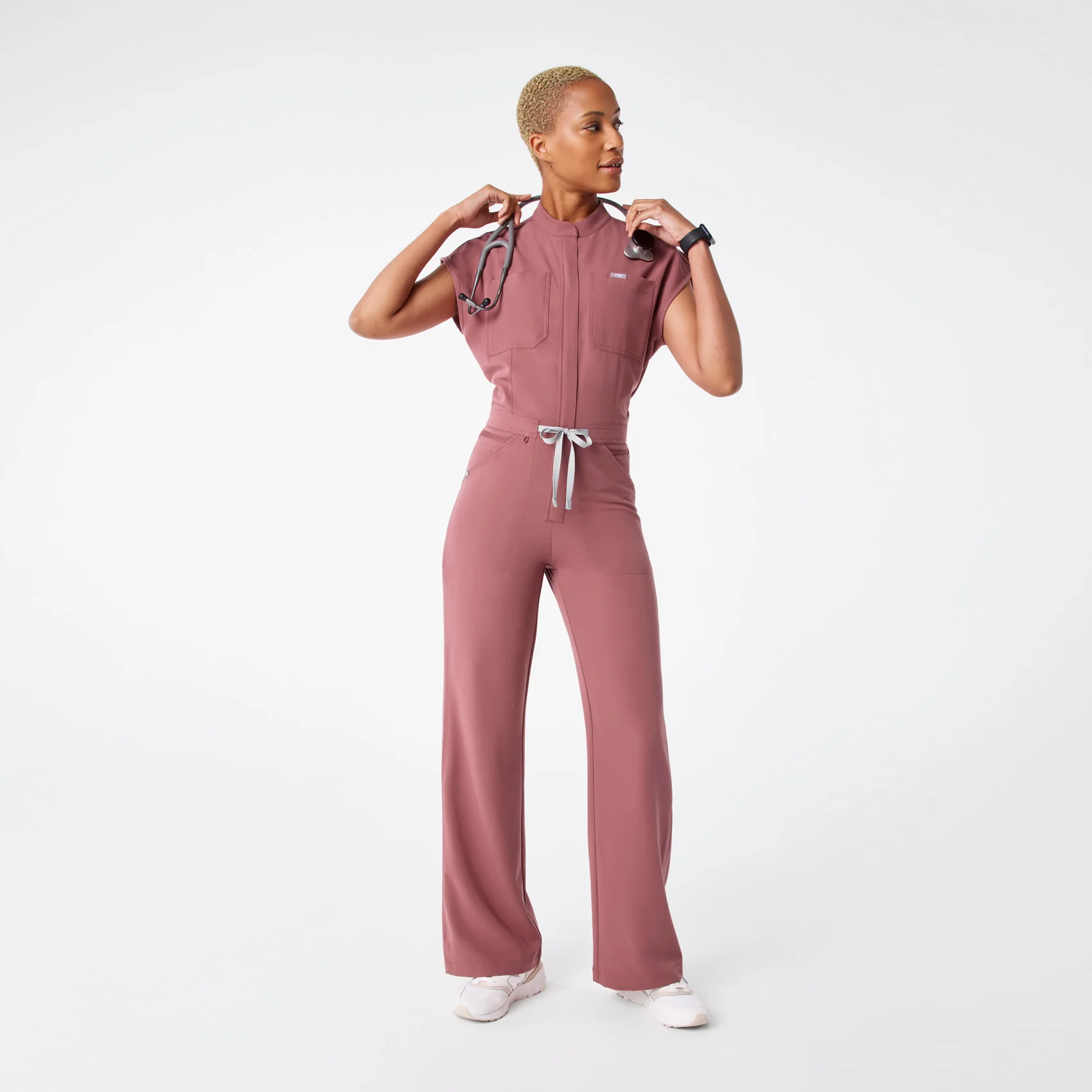 women's Mauve Rafaela Wide Leg - Petite ScrubJumpsuit™