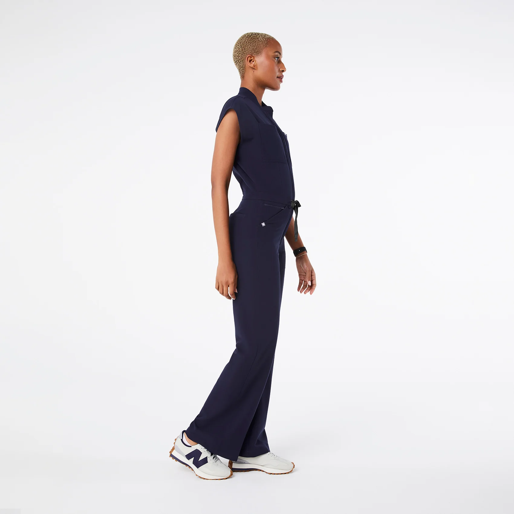 women's Navy Rafaela Wide Leg - Petite ScrubJumpsuit™ - Image 3